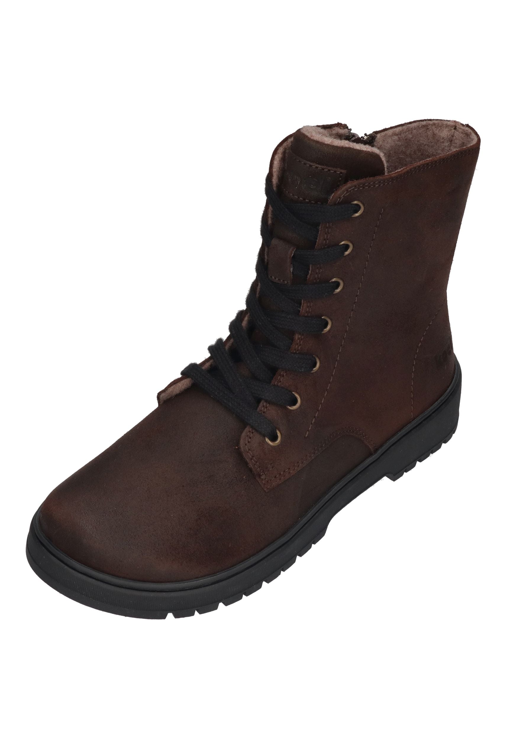 KOEL Damen gefütterte Barefoot Schnürboots GALYON FELT chocolate