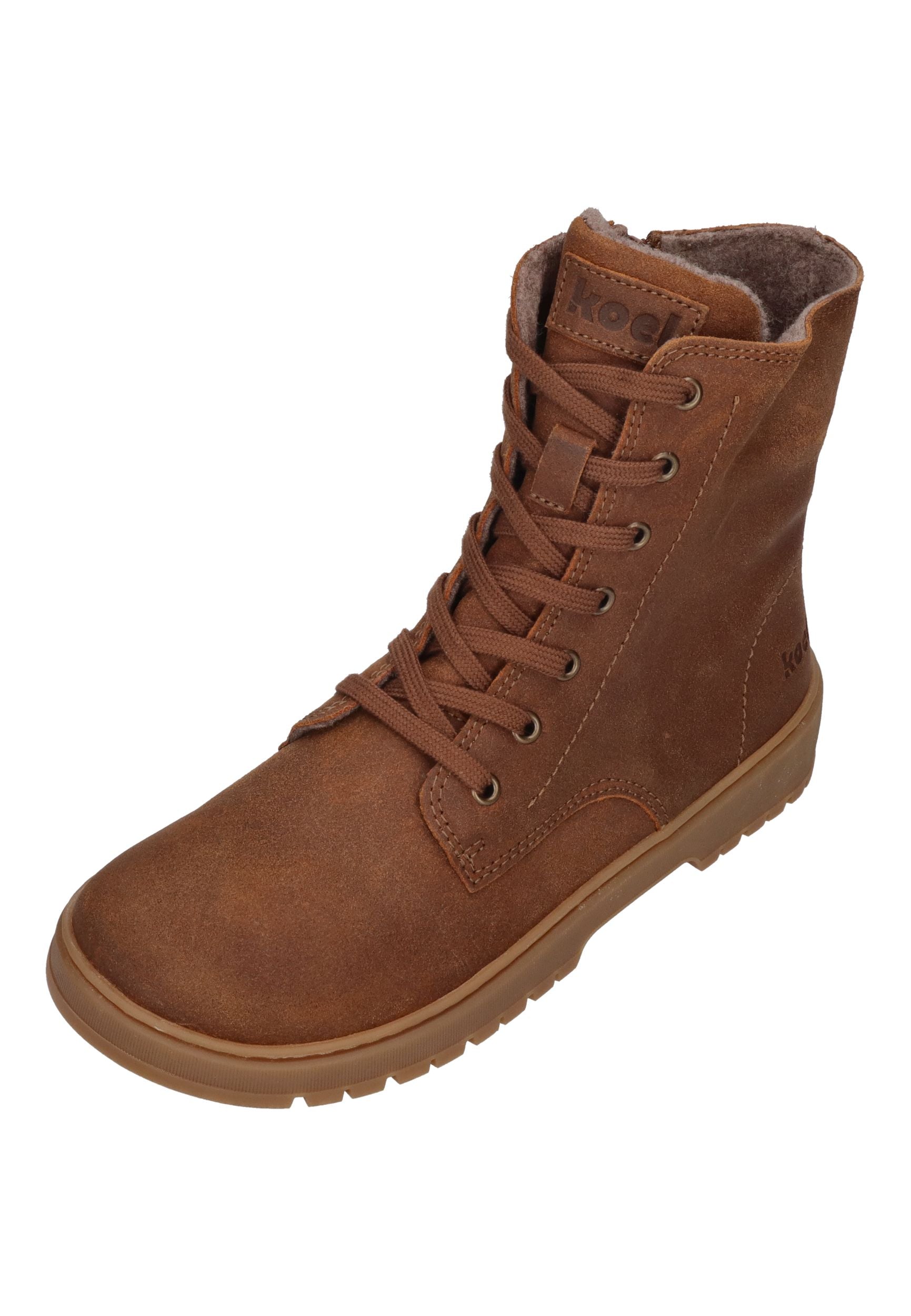 KOEL Damen gefütterte Barefoot Schnürboots GALYON FELT cognac