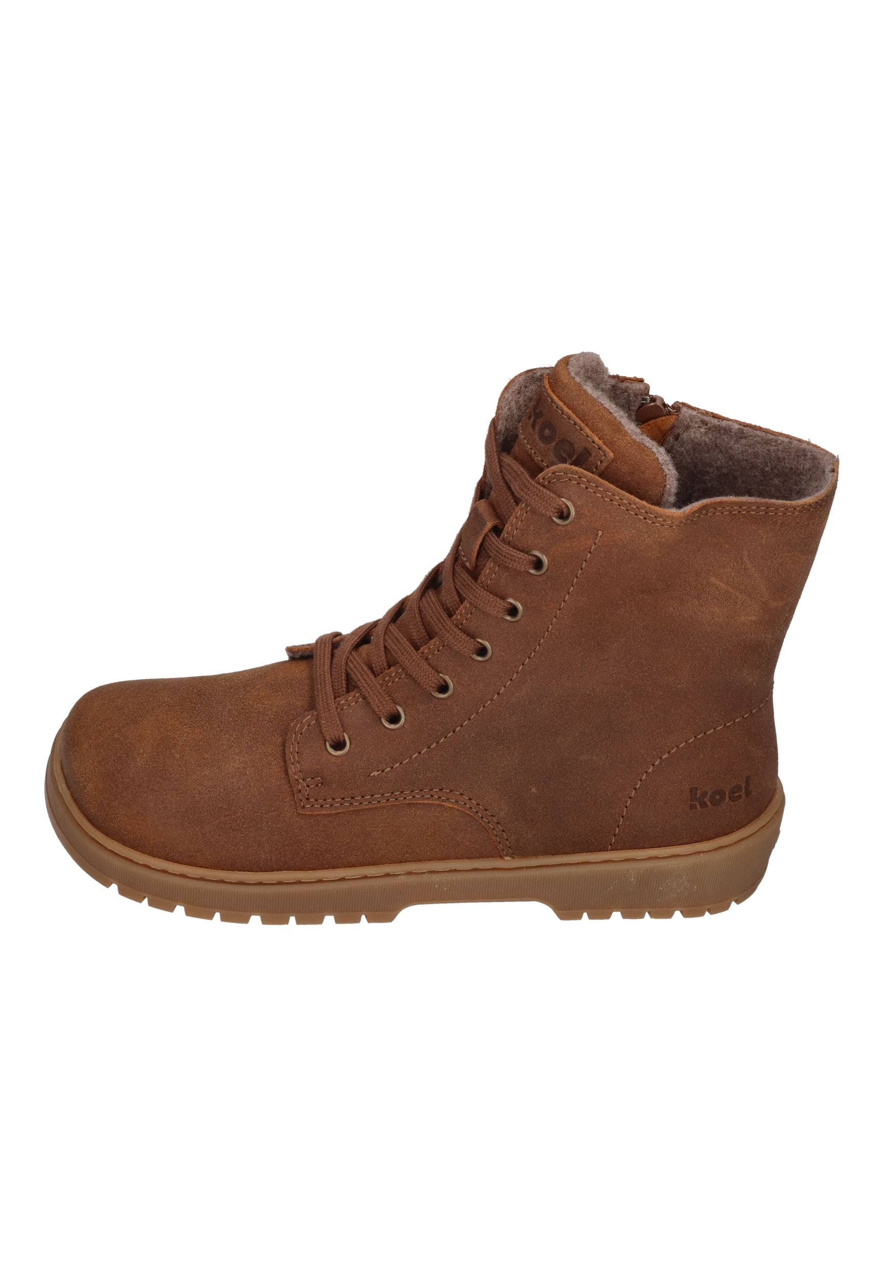 KOEL Damen gefütterte Barefoot Schnürboots GALYON FELT cognac