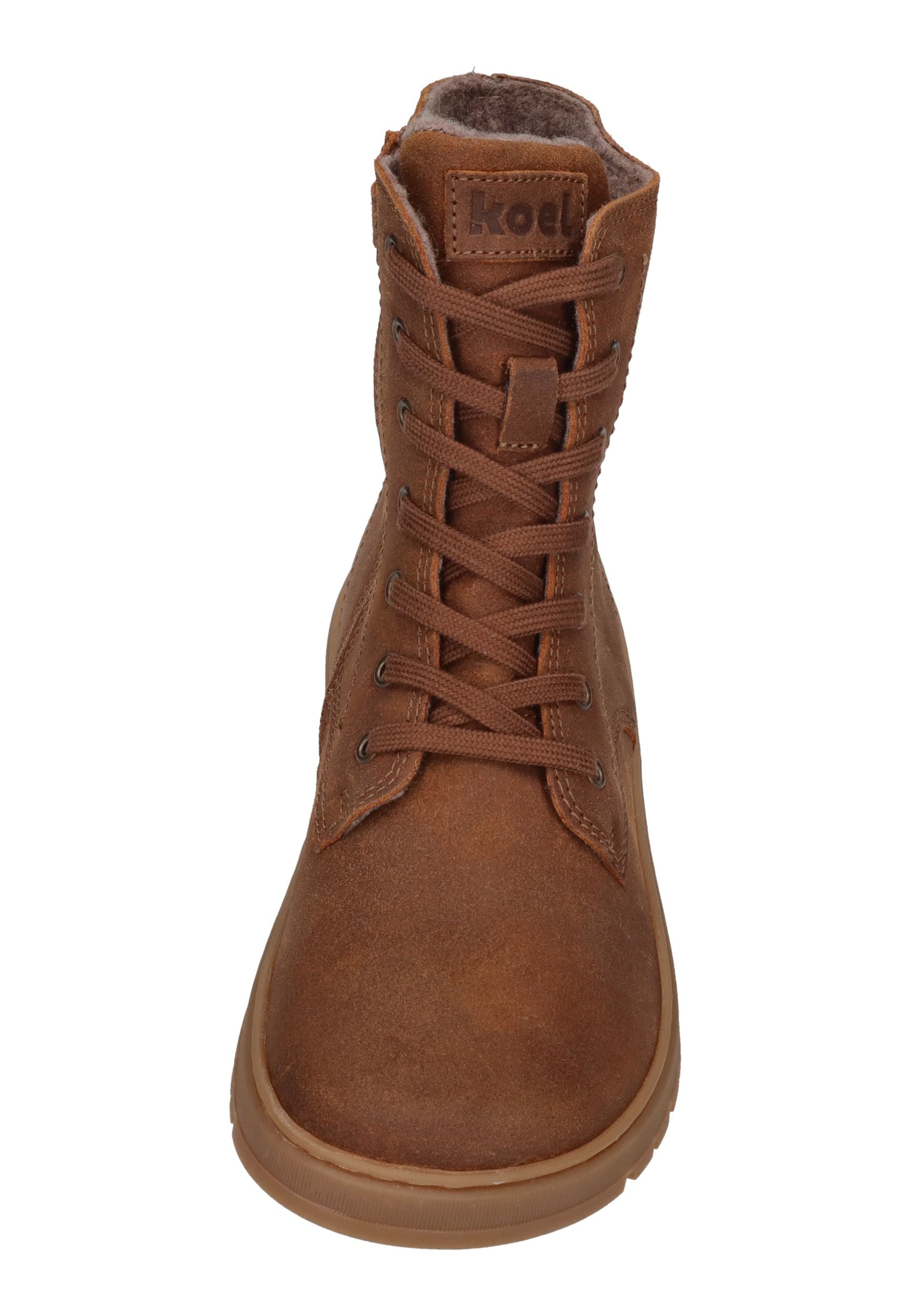 KOEL Damen gefütterte Barefoot Schnürboots GALYON FELT cognac