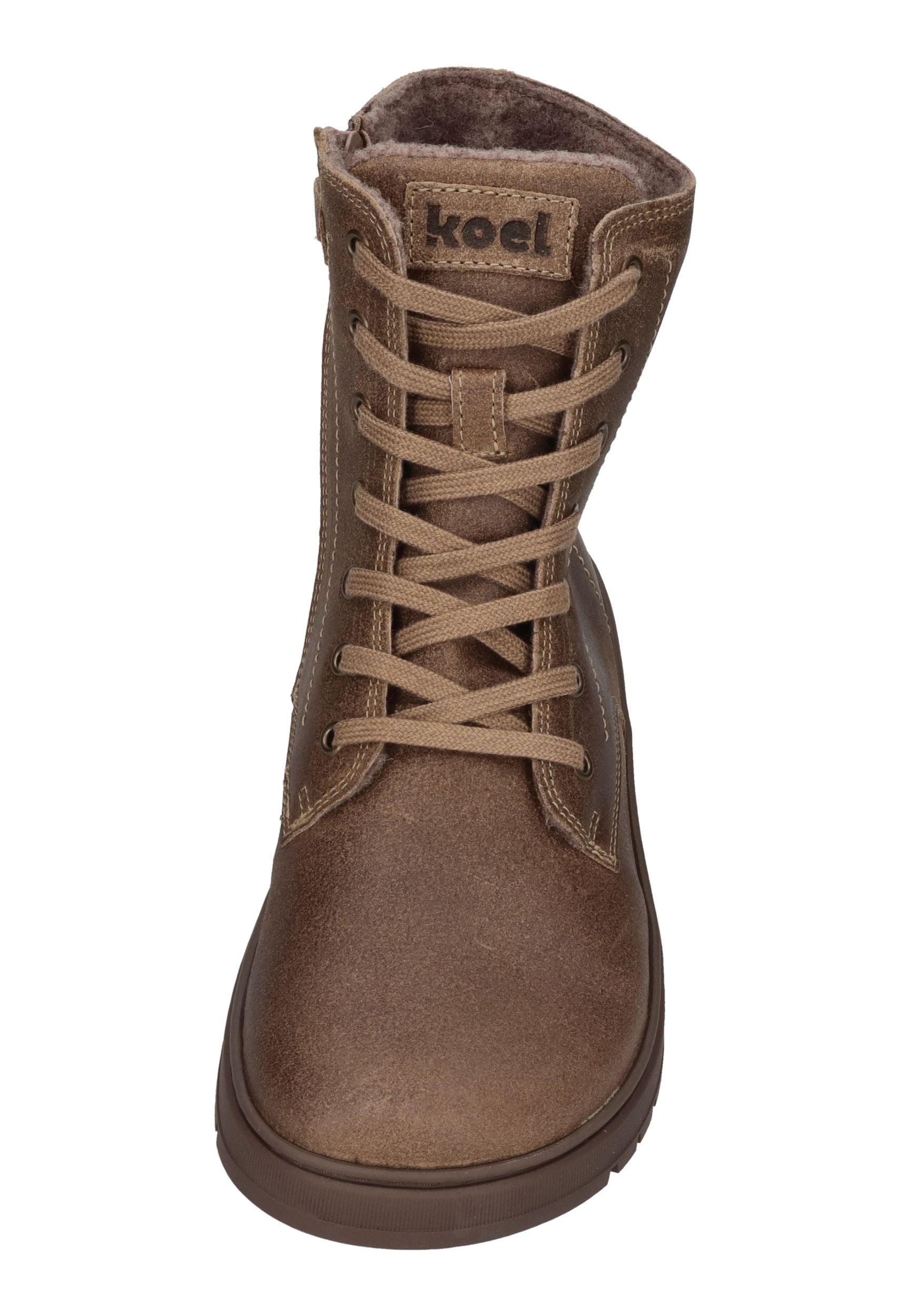 KOEL Damen gefütterte Barefoot Schnürboots GALYON FELT taupe