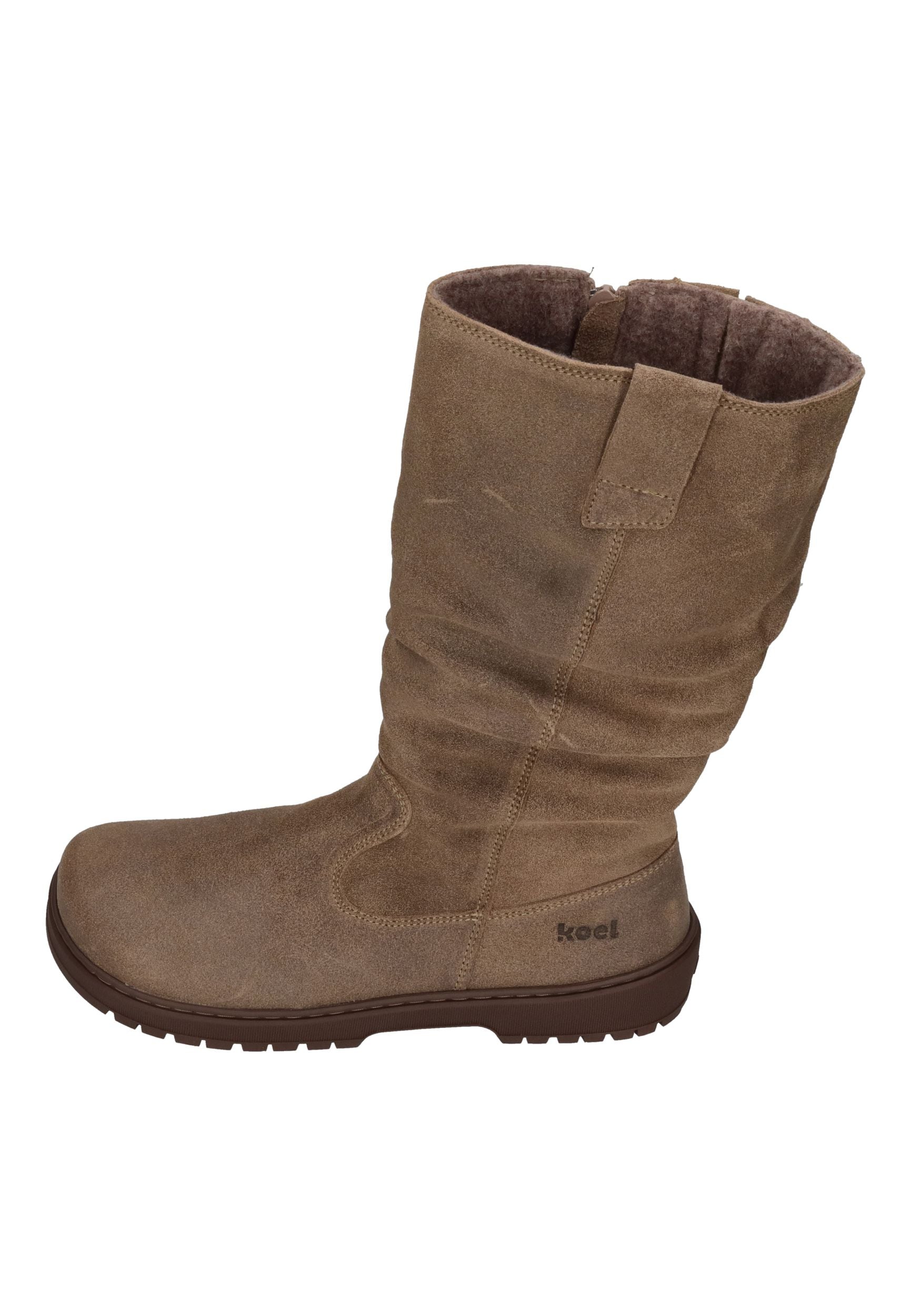 KOEL Damen gefütterte Barefoot Stiefel GLYRA FELT taupe