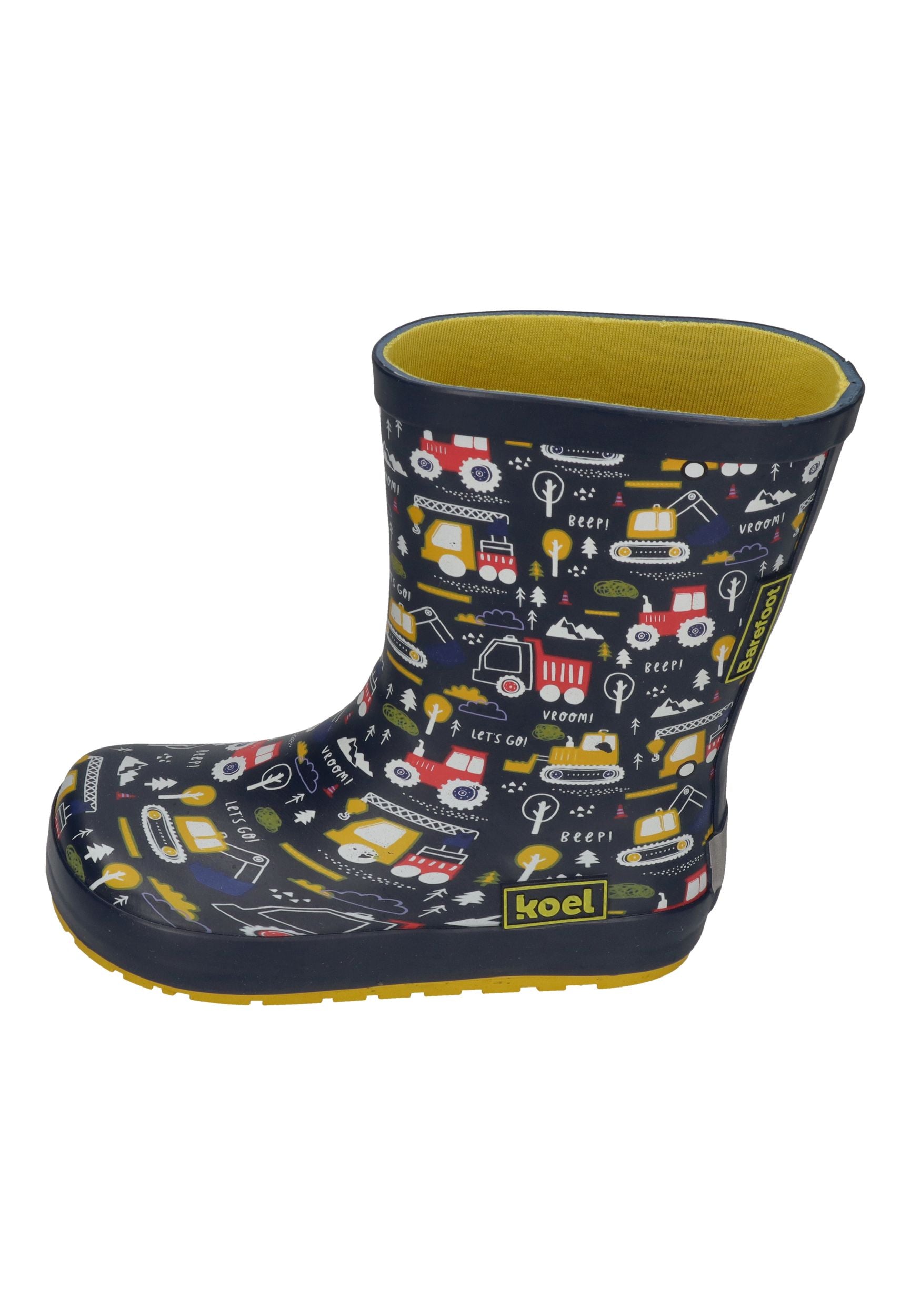 KOEL Kinder Barefoot Gummistiefel WINI TRACTOR V2 print blue