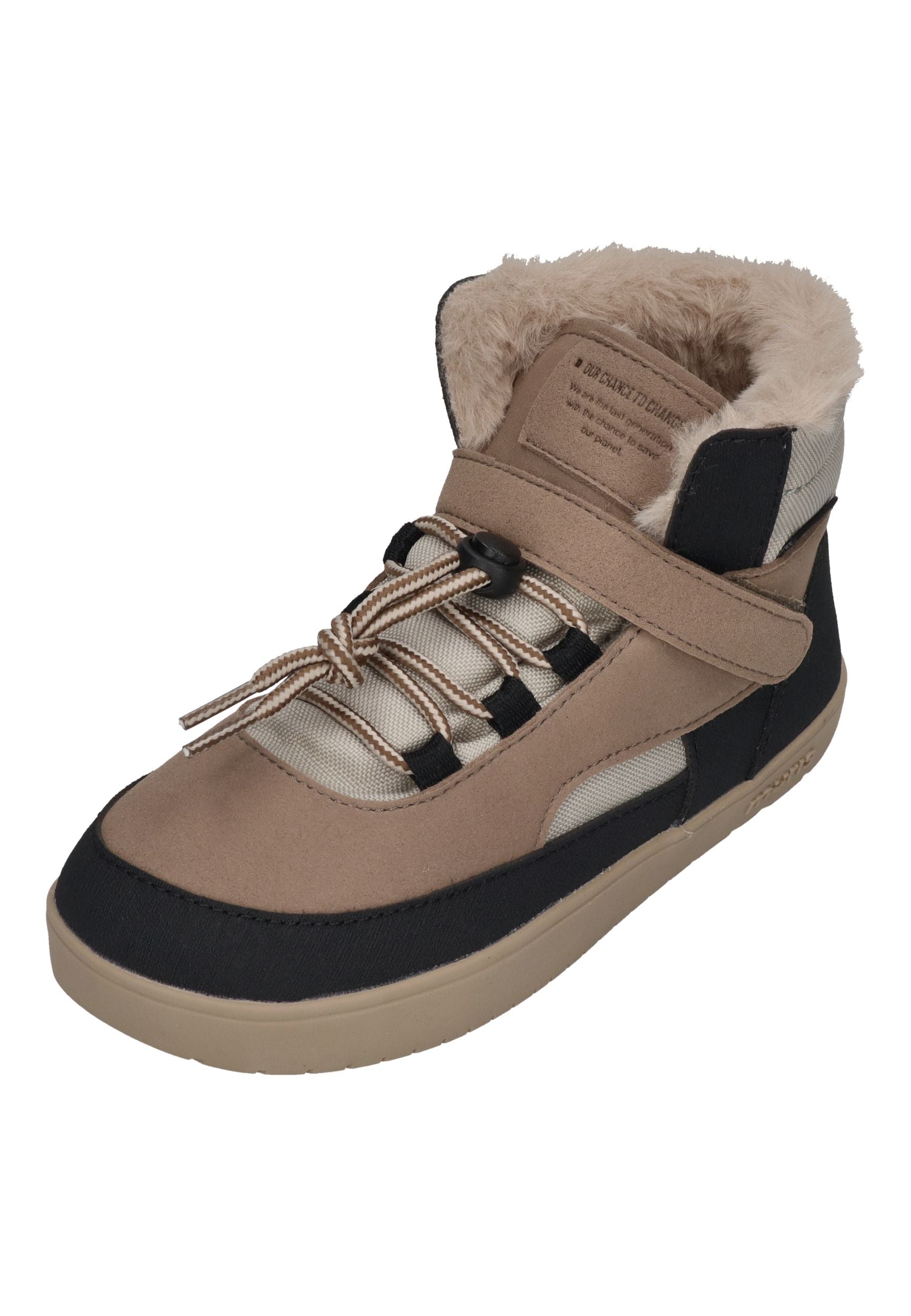 MURIS vegane, wasserdichte Barefoot Kinder Booties BALTIC Junior warm taupe