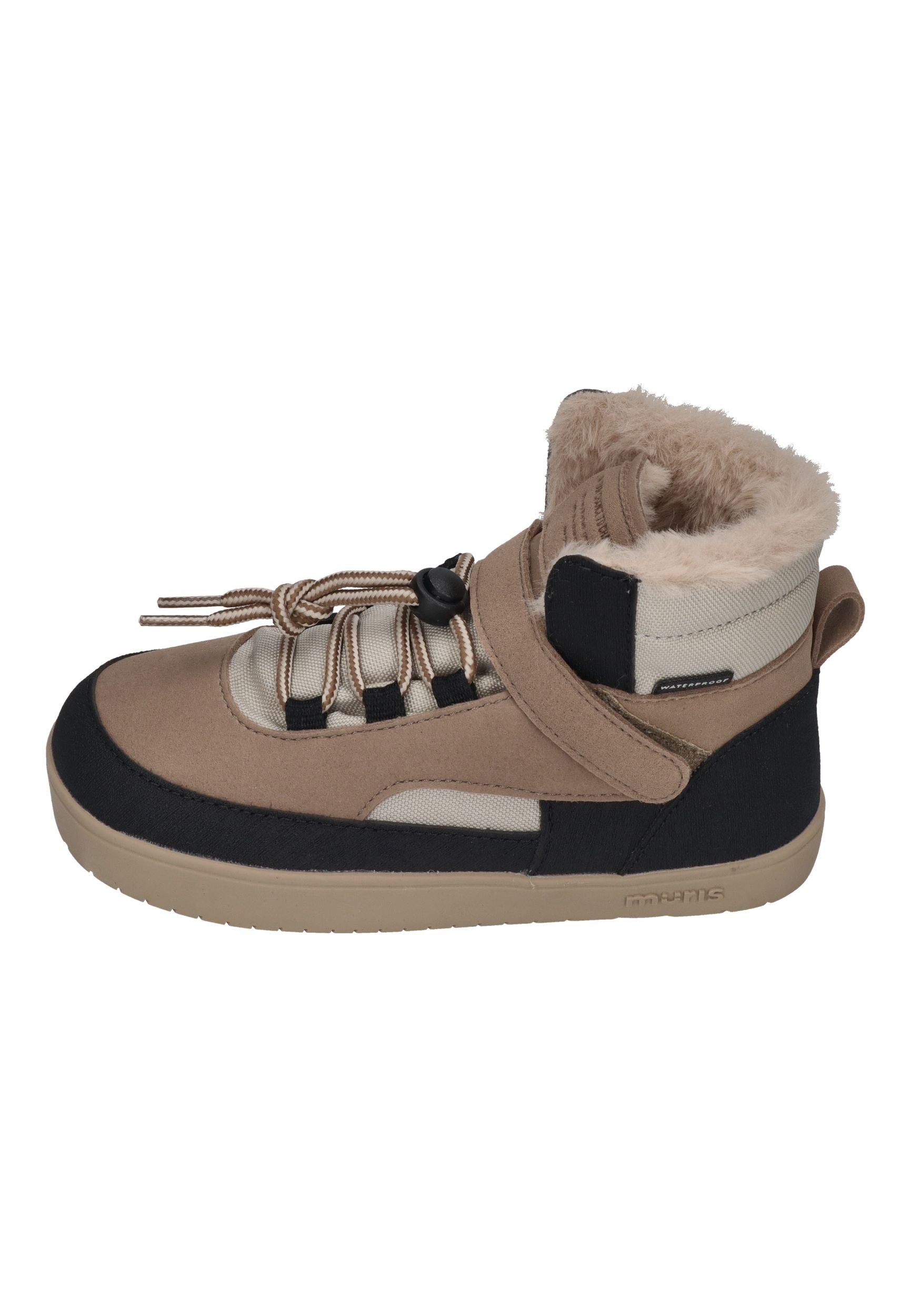 MURIS vegane, wasserdichte Barefoot Kinder Booties BALTIC Junior warm taupe