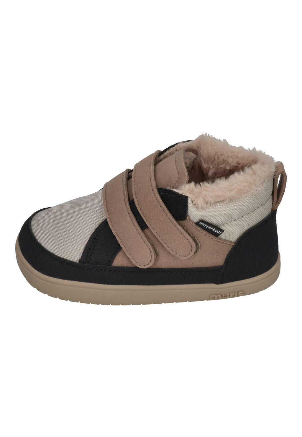 MURIS vegane, wasserdichte Barefoot Kinder Booties BALTIC MINI warm taupe