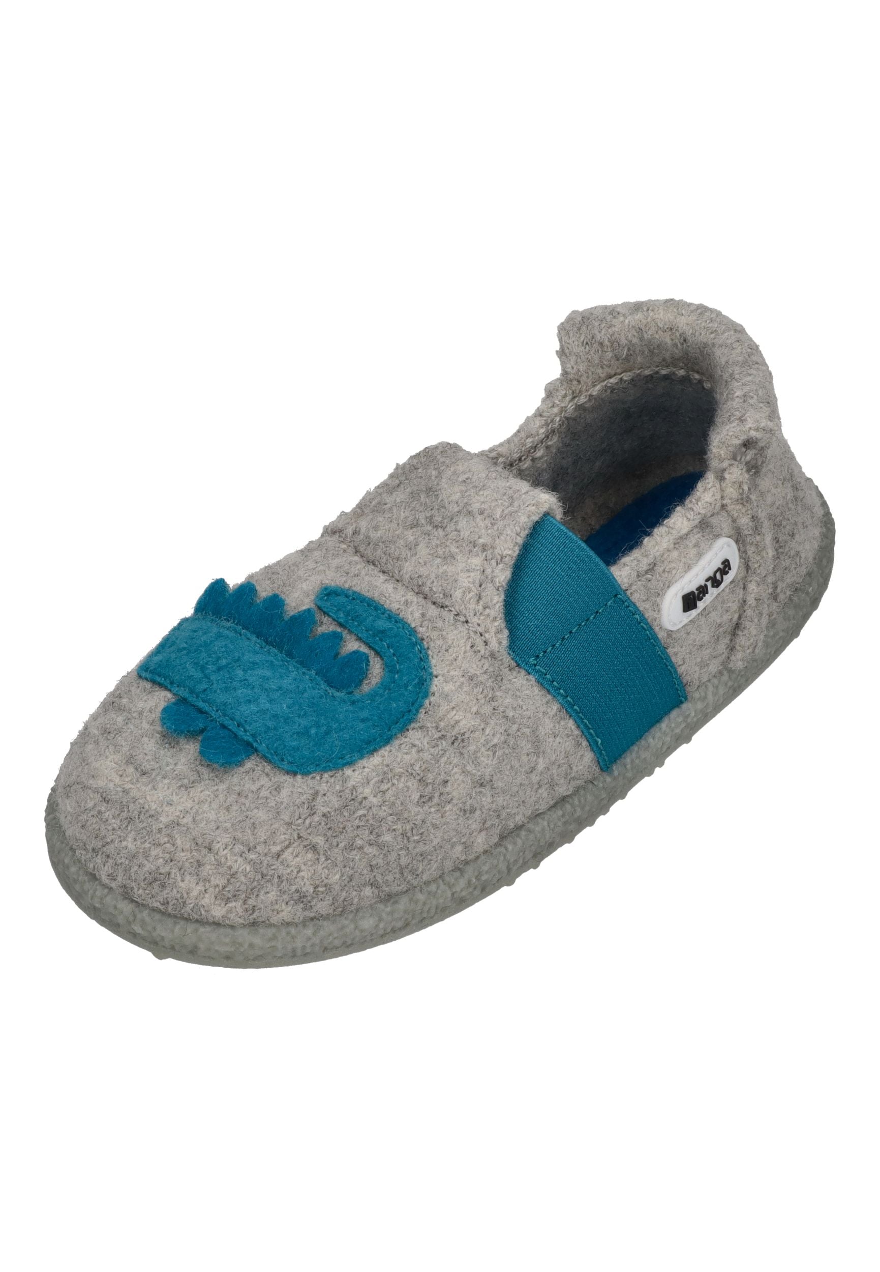 NANGA Kinder Hausschuhe Schurwolle FUNNY CROCO 2.0 hellgrau