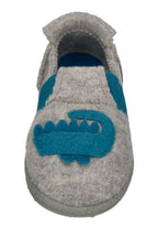 NANGA Kinder Hausschuhe Schurwolle FUNNY CROCO 2.0 hellgrau