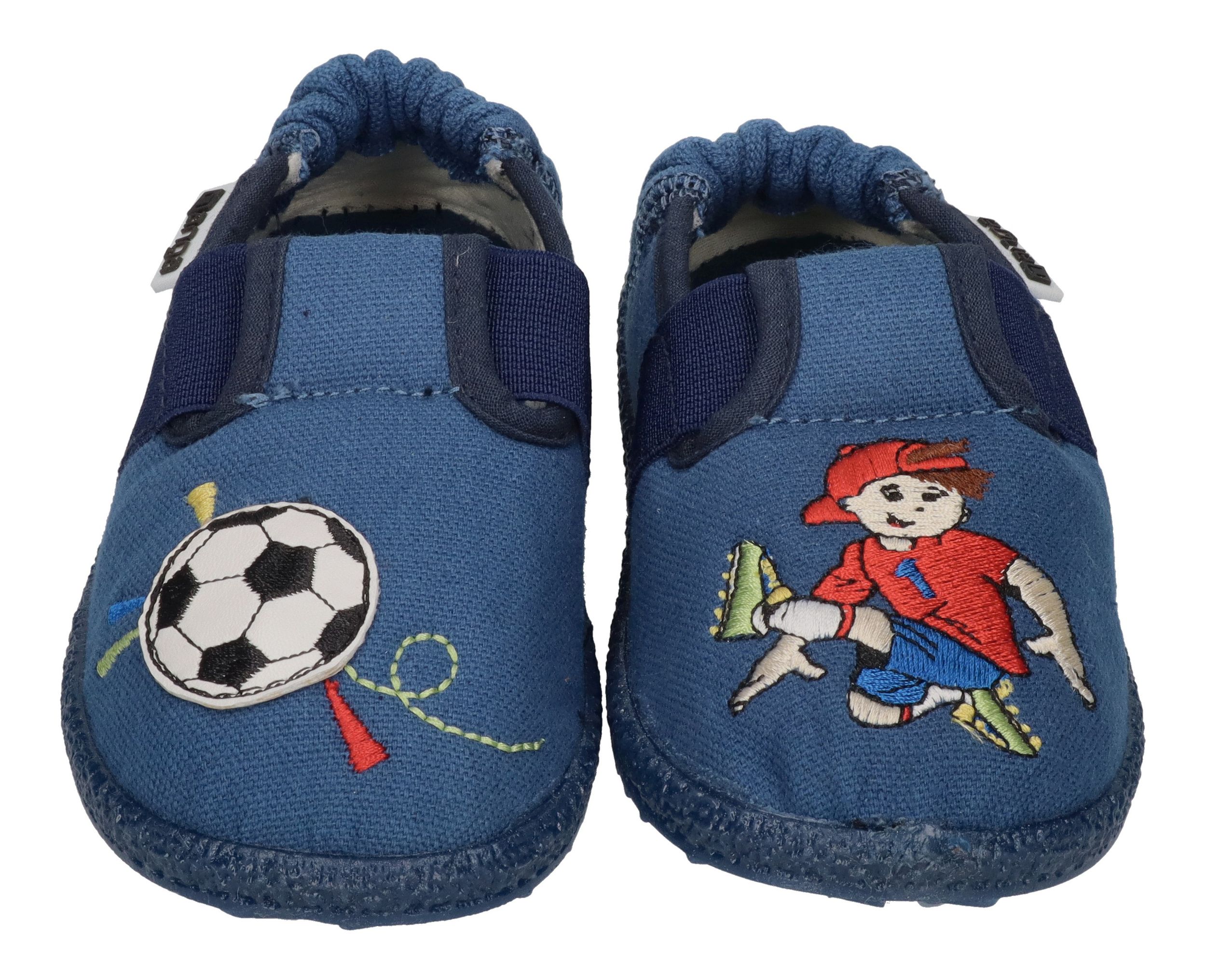 NANGA Kinderschuhe - Hausschuhe FUSSBALLER 2.0 mittelblau