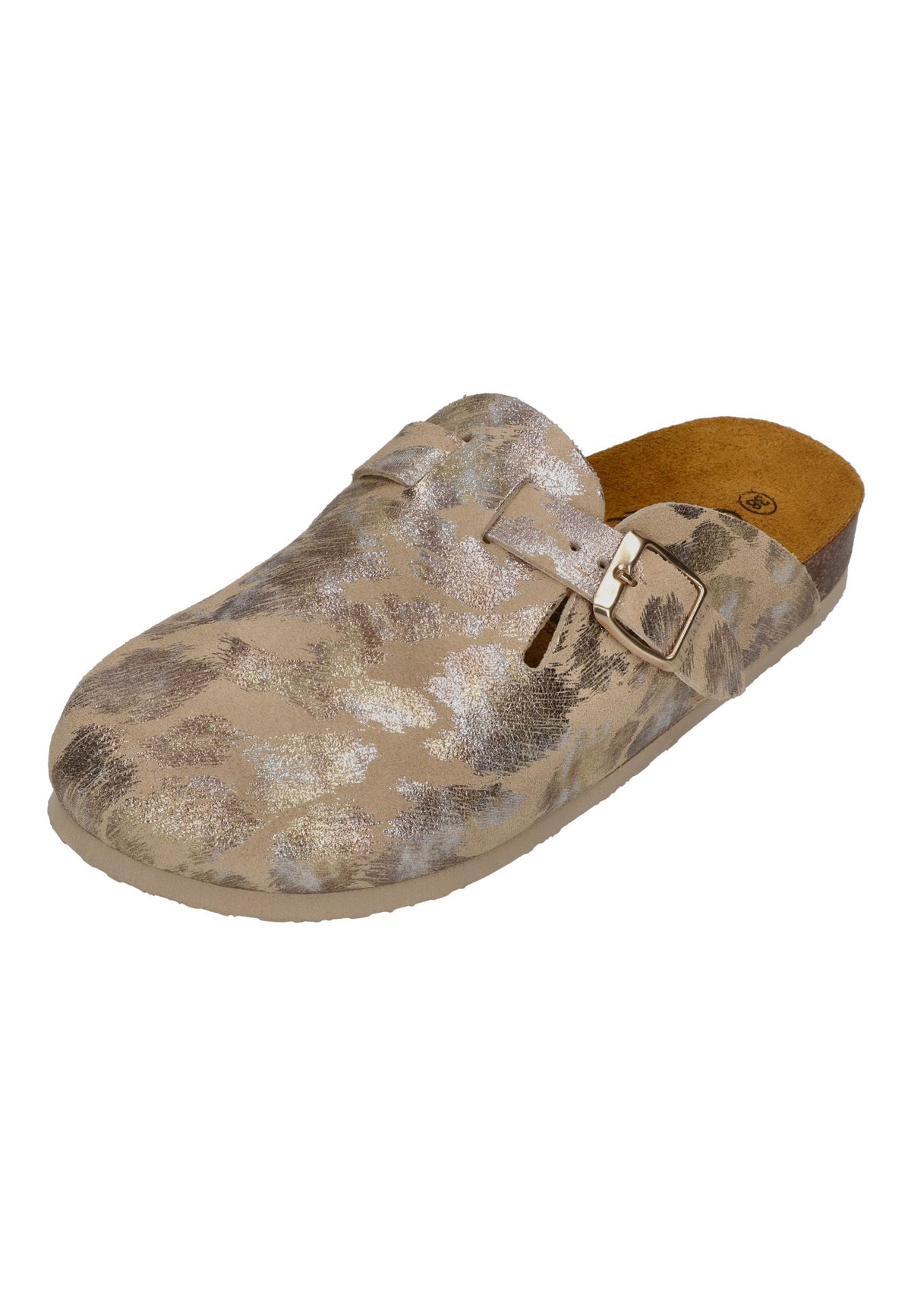 PLAKTON Damen Clogs BLOGG LEO METAL 181539 camel