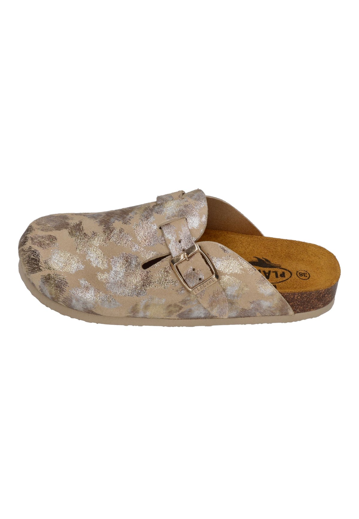 PLAKTON Damen Clogs BLOGG LEO METAL 181539 camel