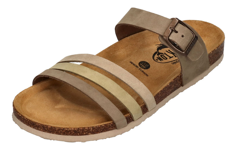 PLAKTON Damen Pantoletten - BERTA 185862 - kaki kiwi beige