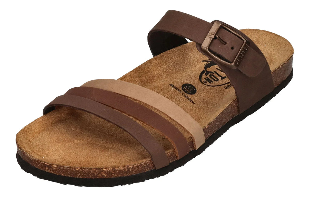 PLAKTON Damen Pantoletten BERTA 185862 moresco castagna taupe
