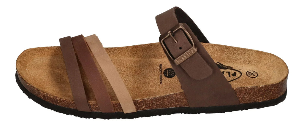 PLAKTON Damen Pantoletten BERTA 185862 moresco castagna taupe