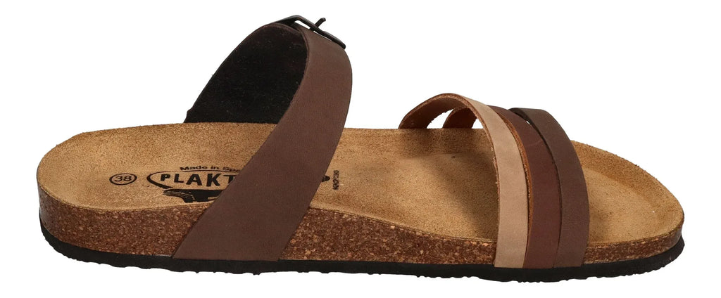 PLAKTON Damen Pantoletten BERTA 185862 moresco castagna taupe