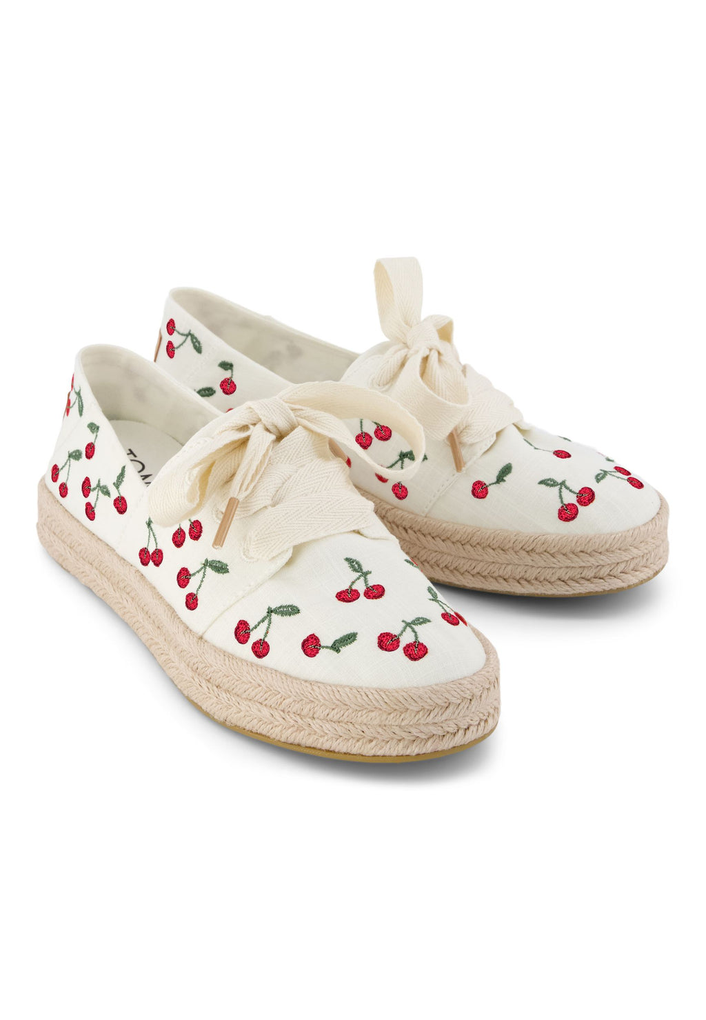TOMS Damen Espadrilles CAROLINA LACE UP 10023260 egret cherry embroidery