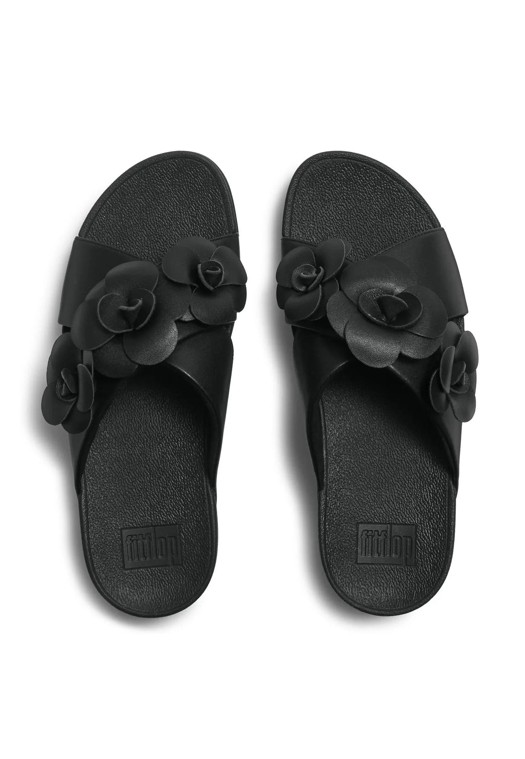 FITFLOP Damen Pantoletten LULU FLOWER CROSS SLIDES black