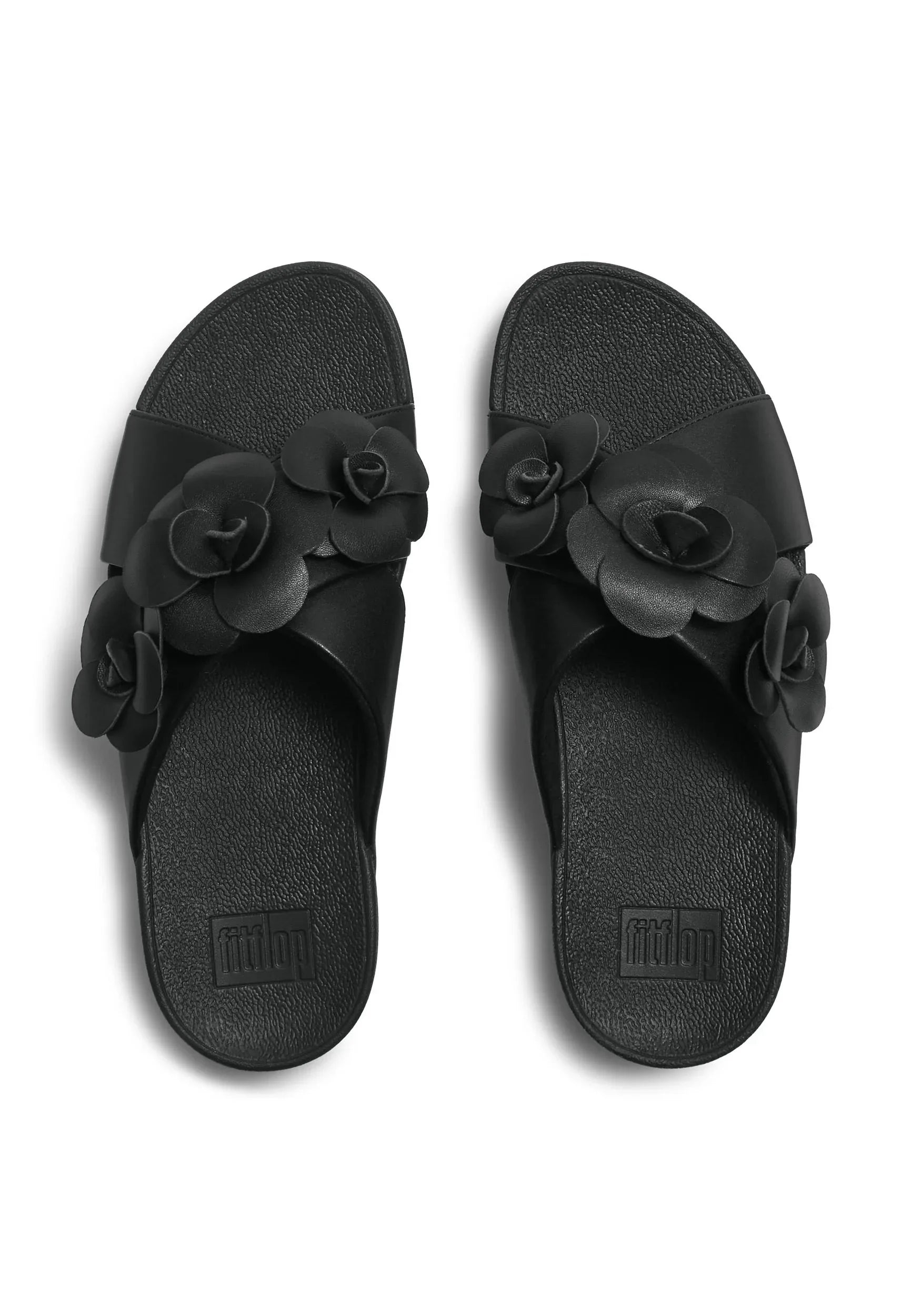 FITFLOP Damen Pantoletten LULU FLOWER CROSS SLIDES black