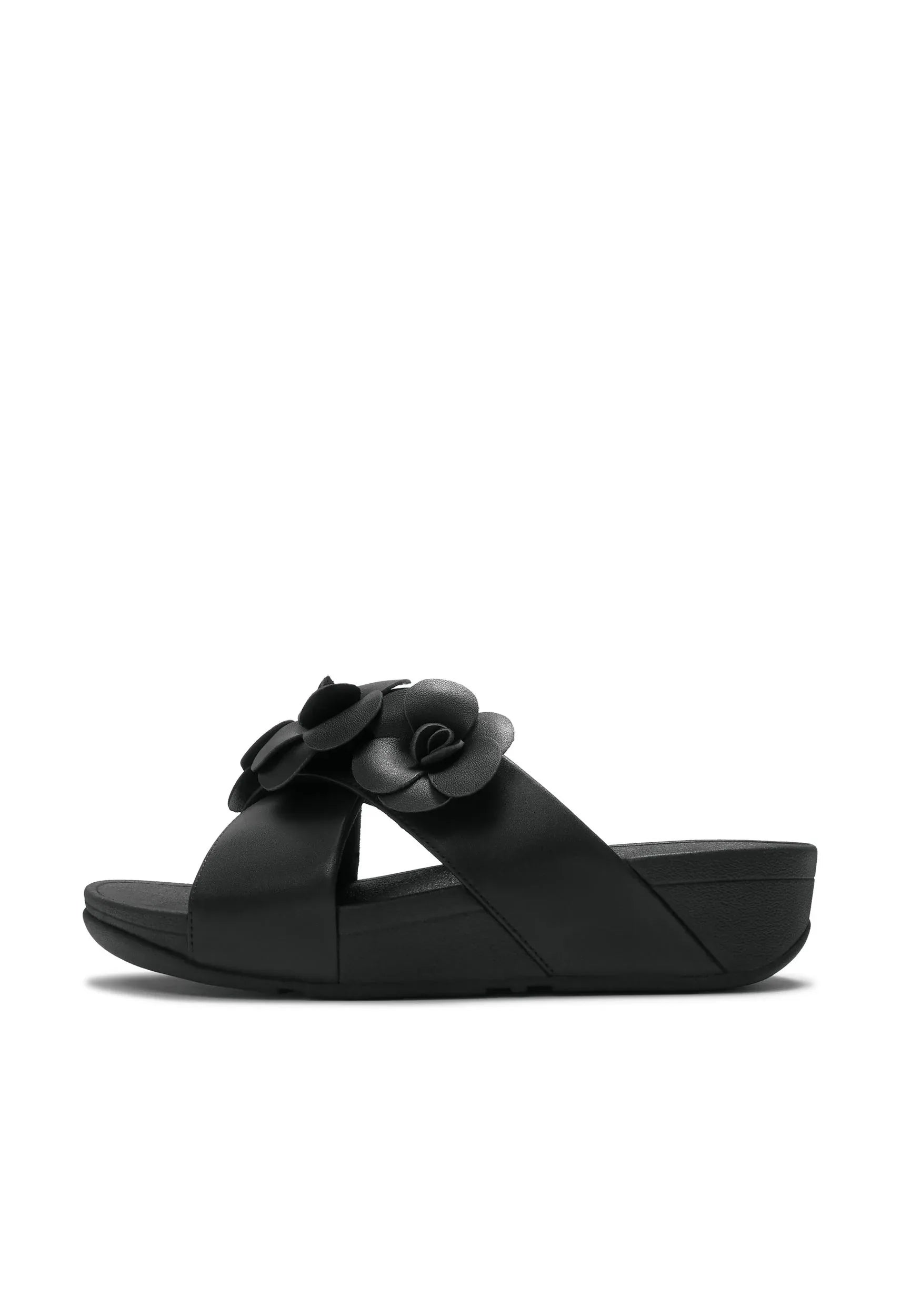 FITFLOP Damen Pantoletten LULU FLOWER CROSS SLIDES black