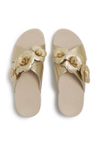 FITFLOP Damen Pantoletten LULU FLOWER CROSS SLIDES platino