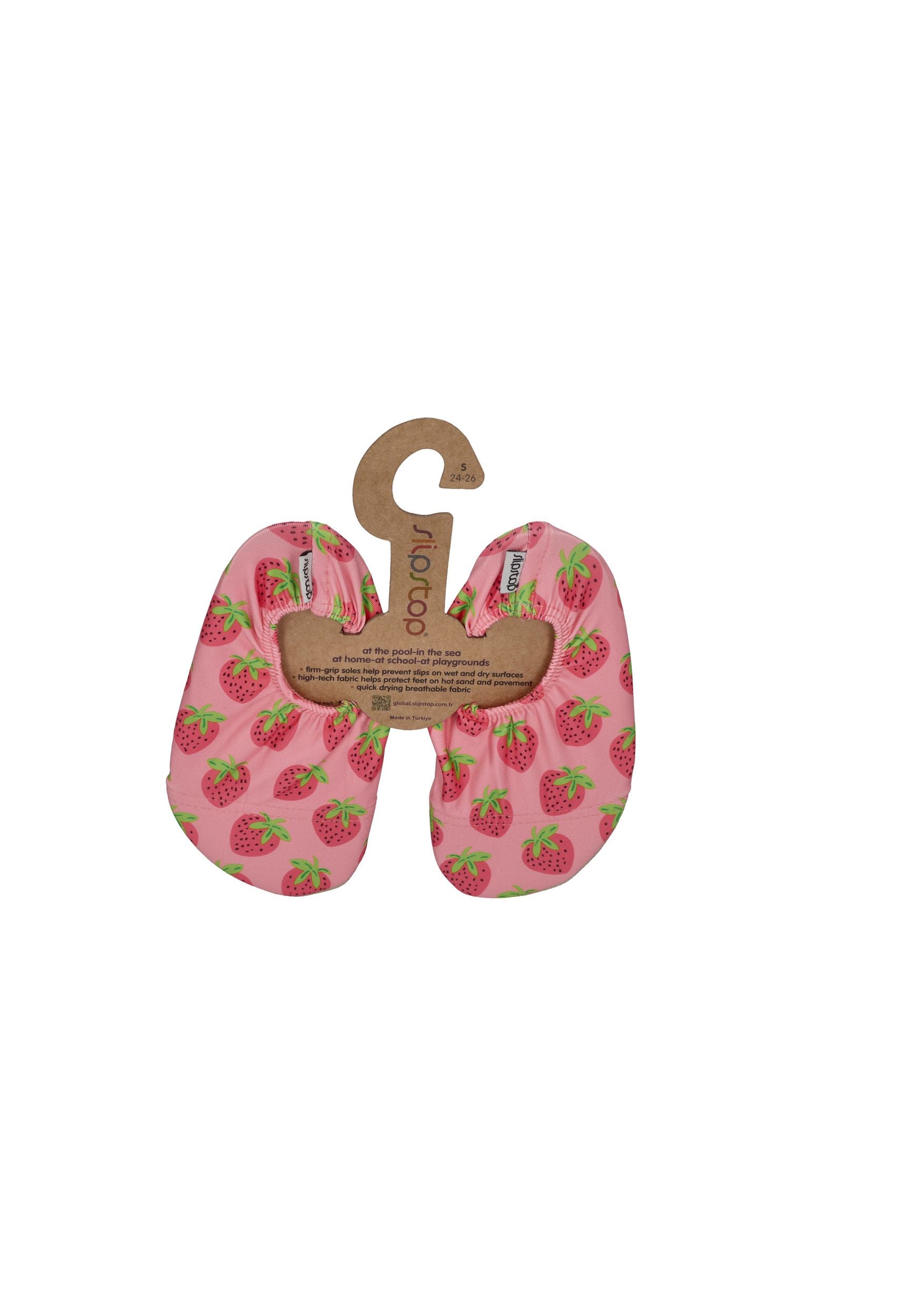 SLIPSTOP Kinder Hausschuhe Badeschuhe BERRYFULL Erdbeeren Rosa
