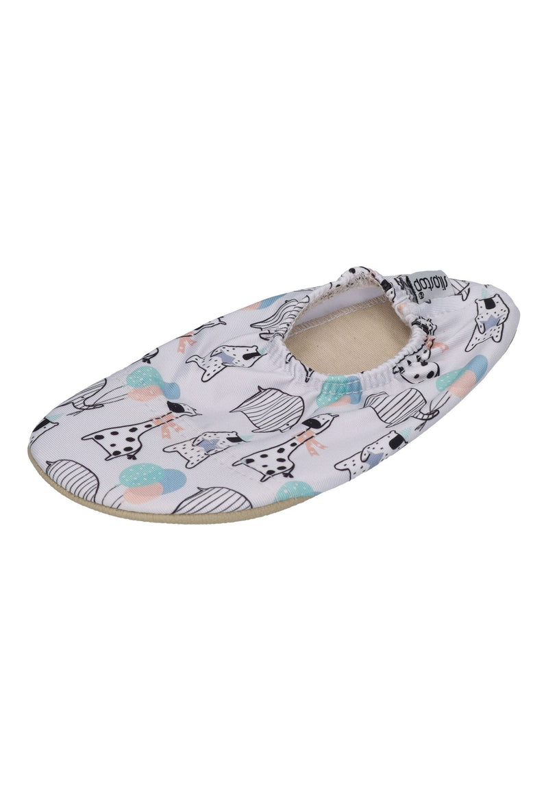 SLIPSTOP Kinder Hausschuhe Badeschuhe CHICO Wildtiere hellgrau