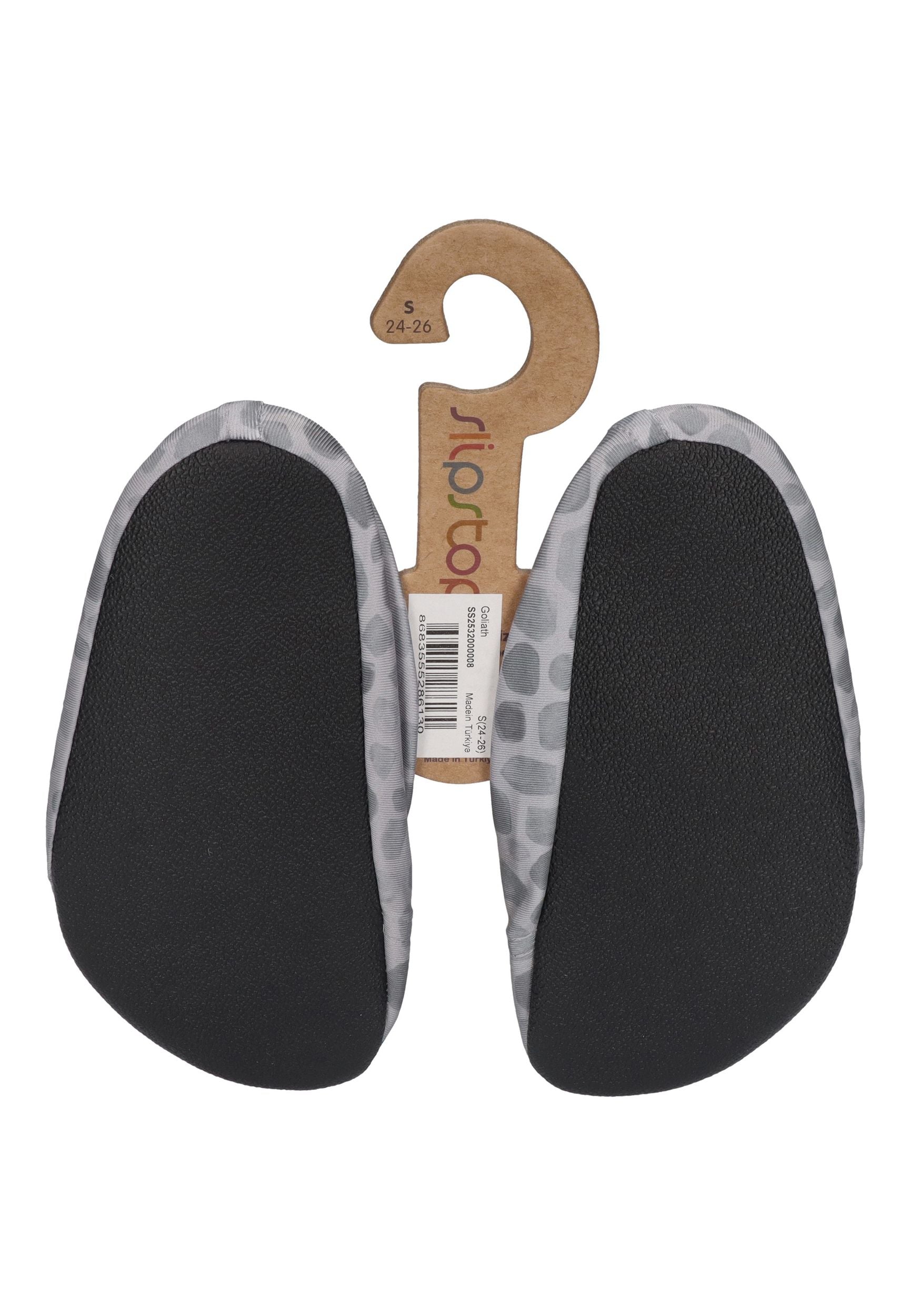 SLIPSTOP Kinder Hausschuhe Badeschuhe GOLIATH T-Rex Grau