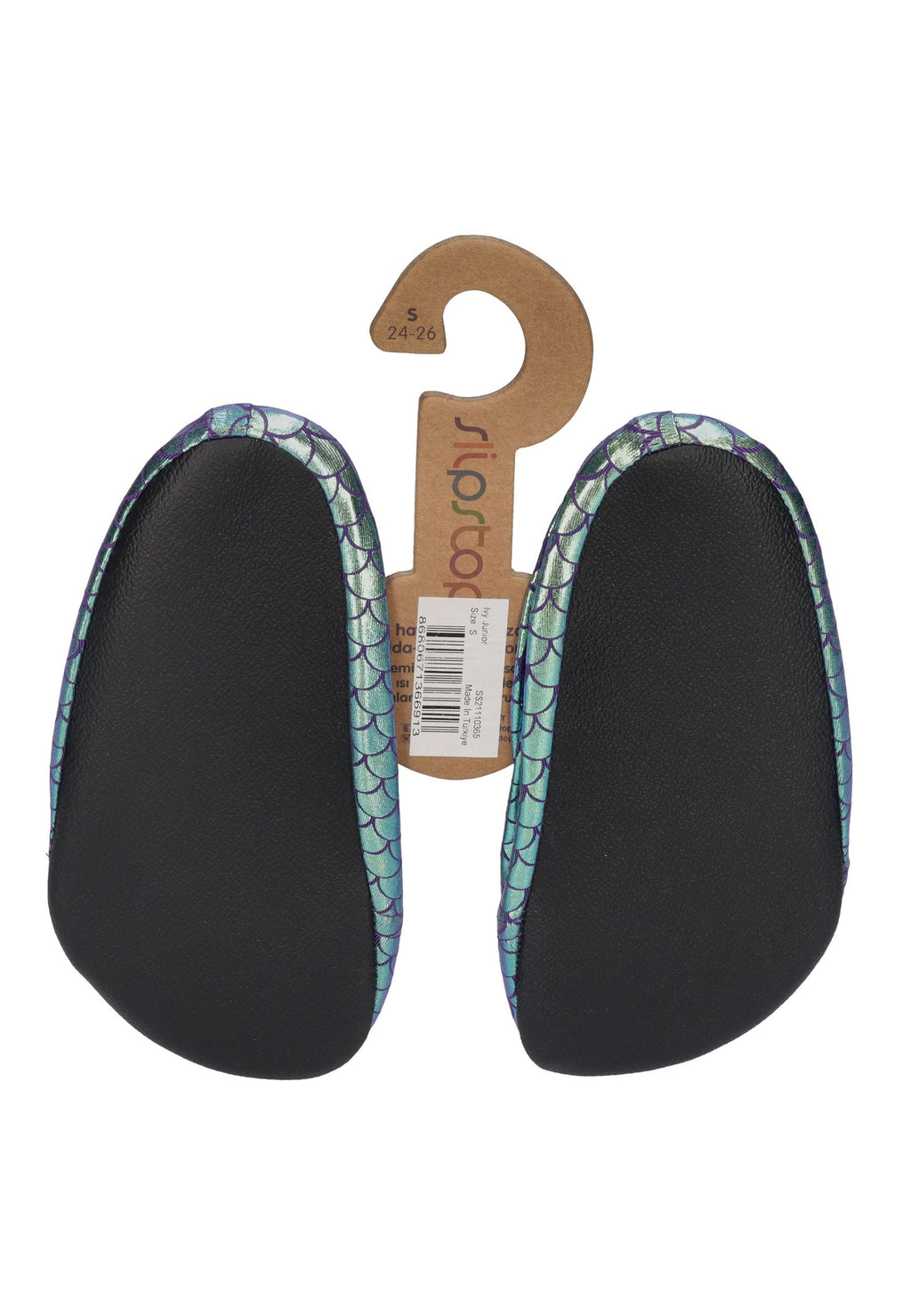 SLIPSTOP Kinder Hausschuhe Badeschuhe IVY Fischschuppen grünglänzend