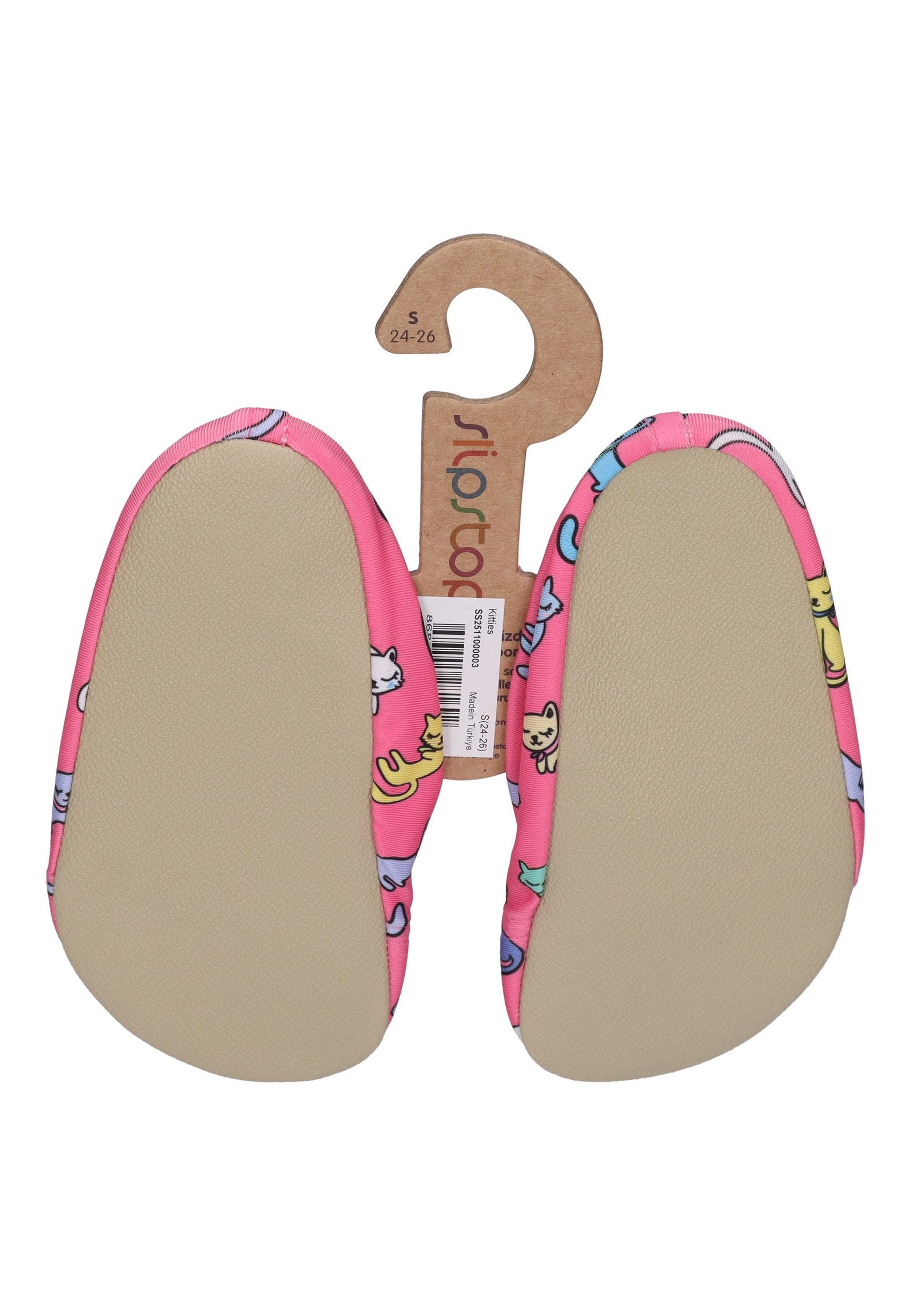 SLIPSTOP Kinder Hausschuhe Badeschuhe KITTIES Katzen Pink