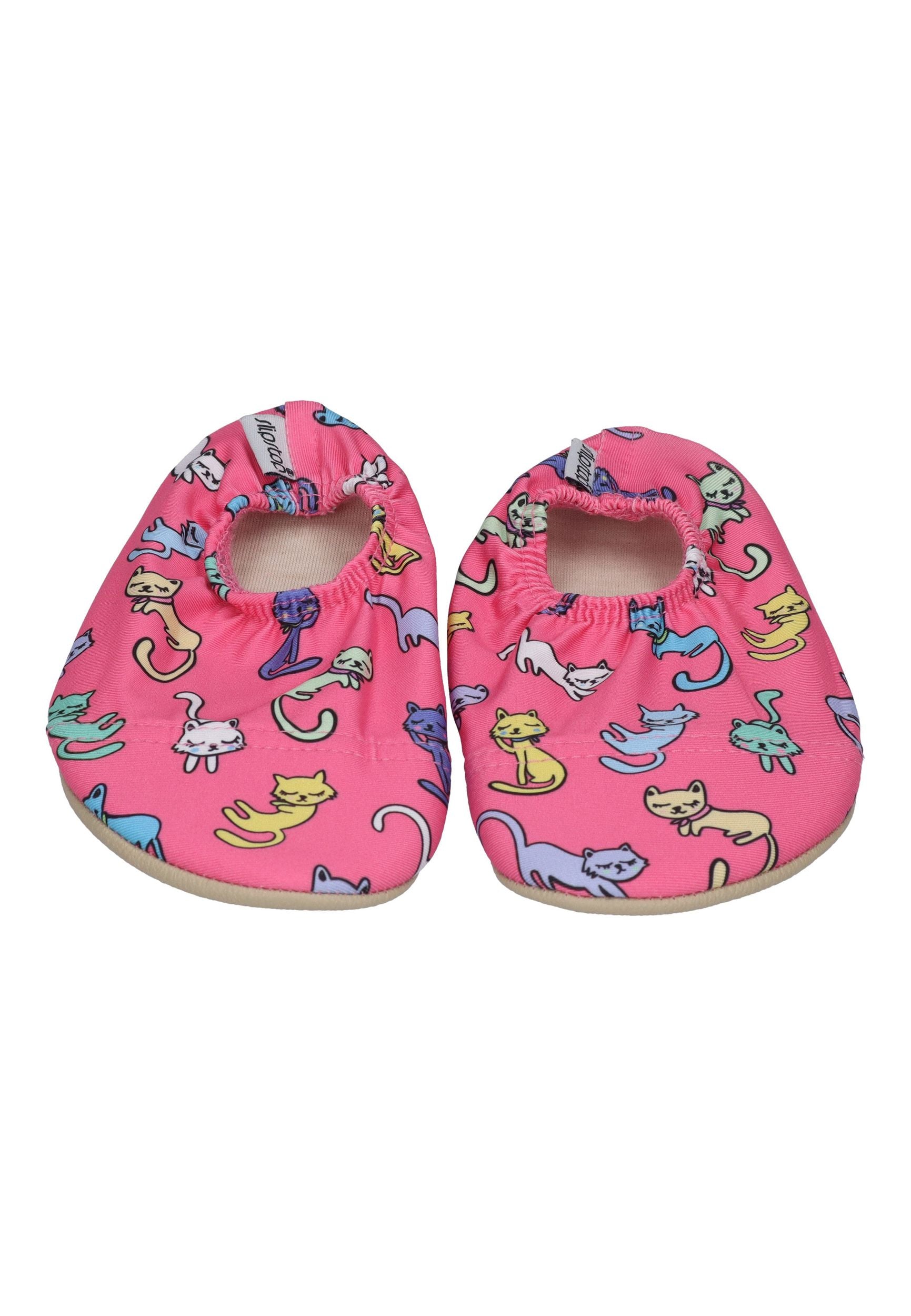 SLIPSTOP Kinder Hausschuhe Badeschuhe KITTIES Katzen Pink