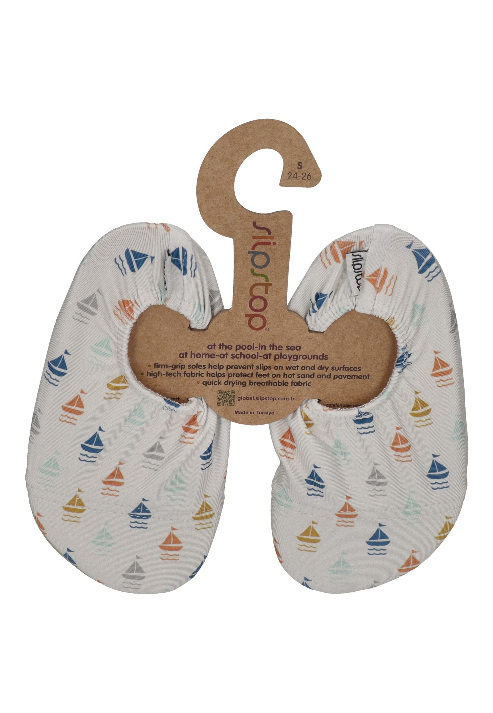 SLIPSTOP Kinder Hausschuhe Badeschuhe NAVIGATOR Schiffe Weiß - Bild 2