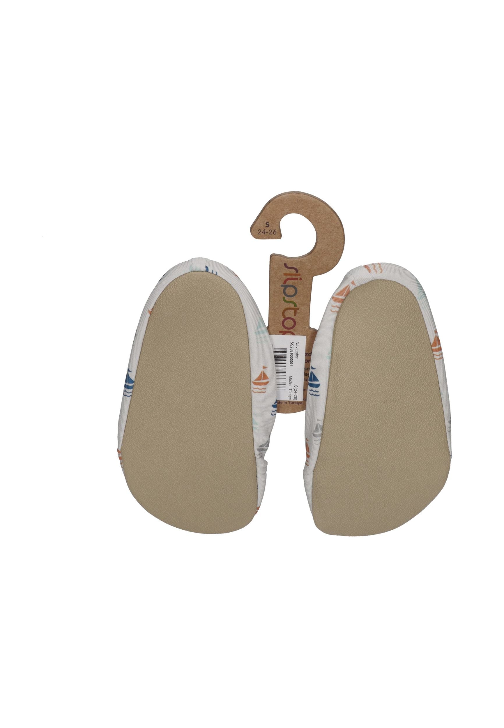 SLIPSTOP Kinder Hausschuhe Badeschuhe NAVIGATOR Schiffe Weiß - Bild 3