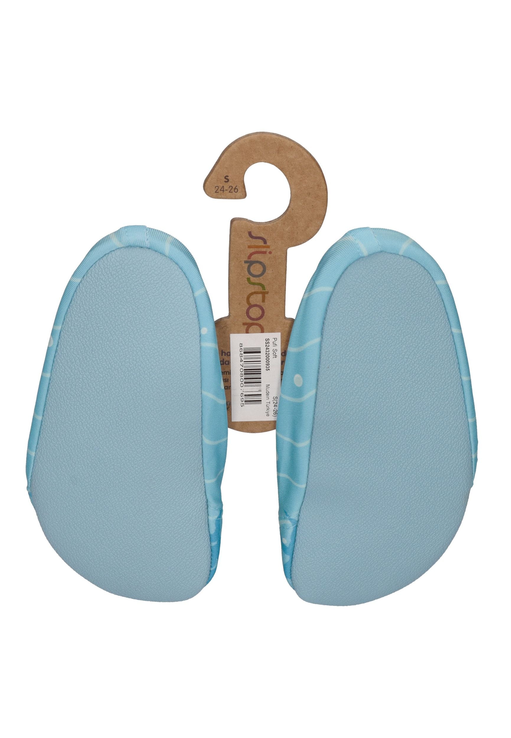 SLIPSTOP Kinder Hausschuhe Badeschuhe PUFFY Krabben blau