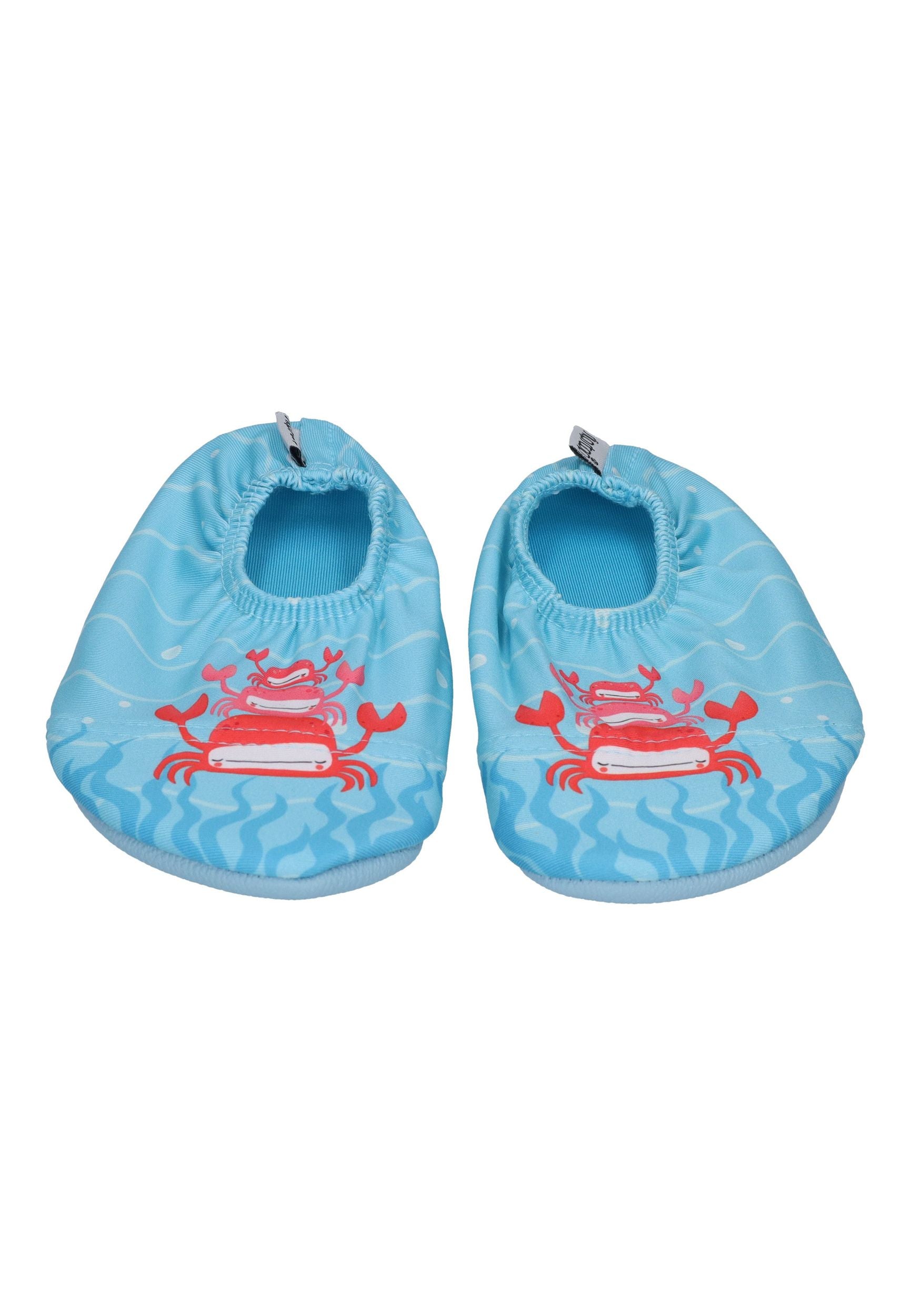 SLIPSTOP Kinder Hausschuhe Badeschuhe PUFFY Krabben blau