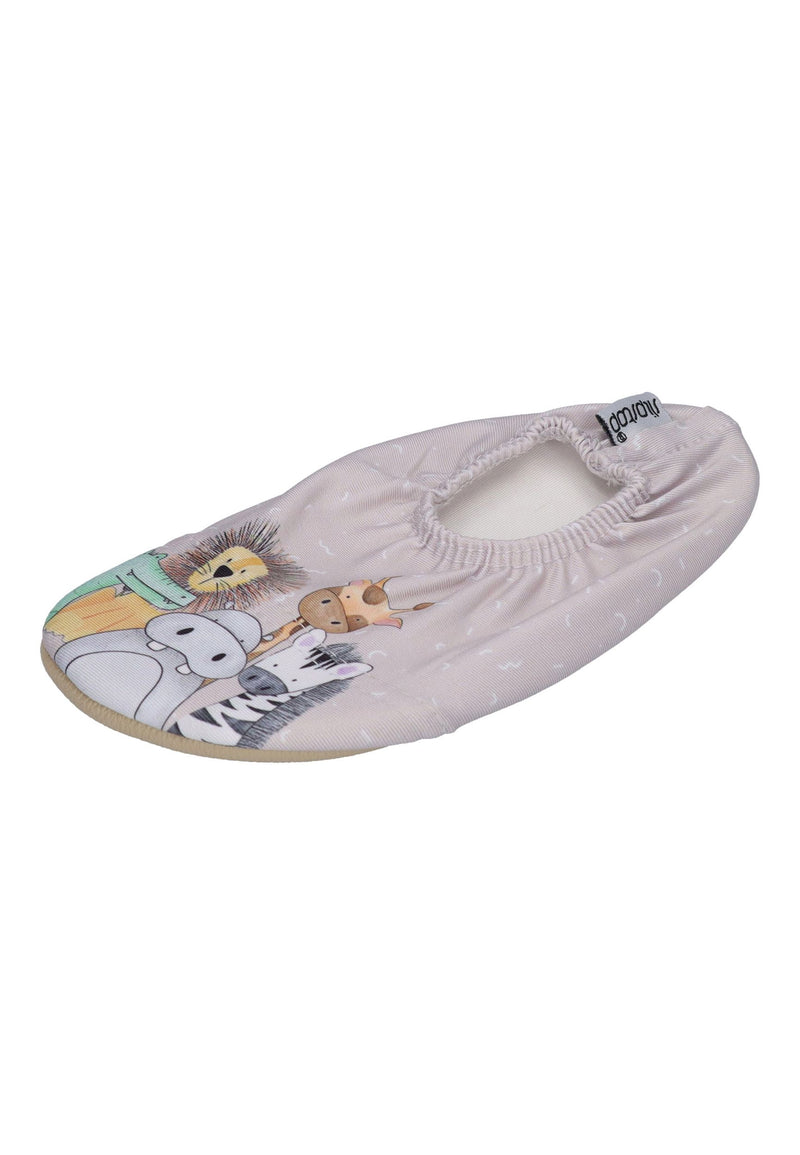 SLIPSTOP Kinder Hausschuhe Badeschuhe SAY CHEESE Tiere beige