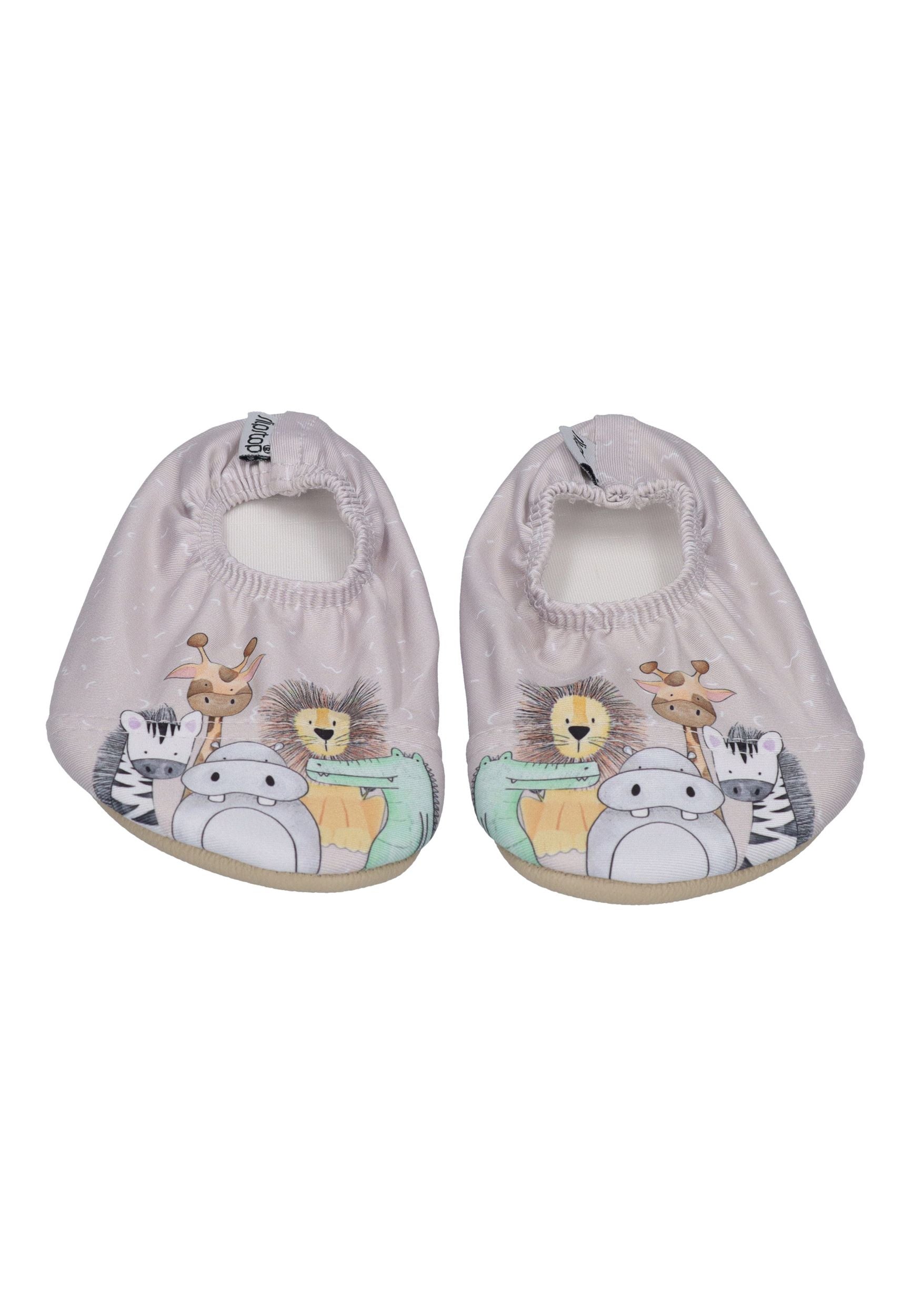SLIPSTOP Kinder Hausschuhe Badeschuhe SAY CHEESE Tiere beige