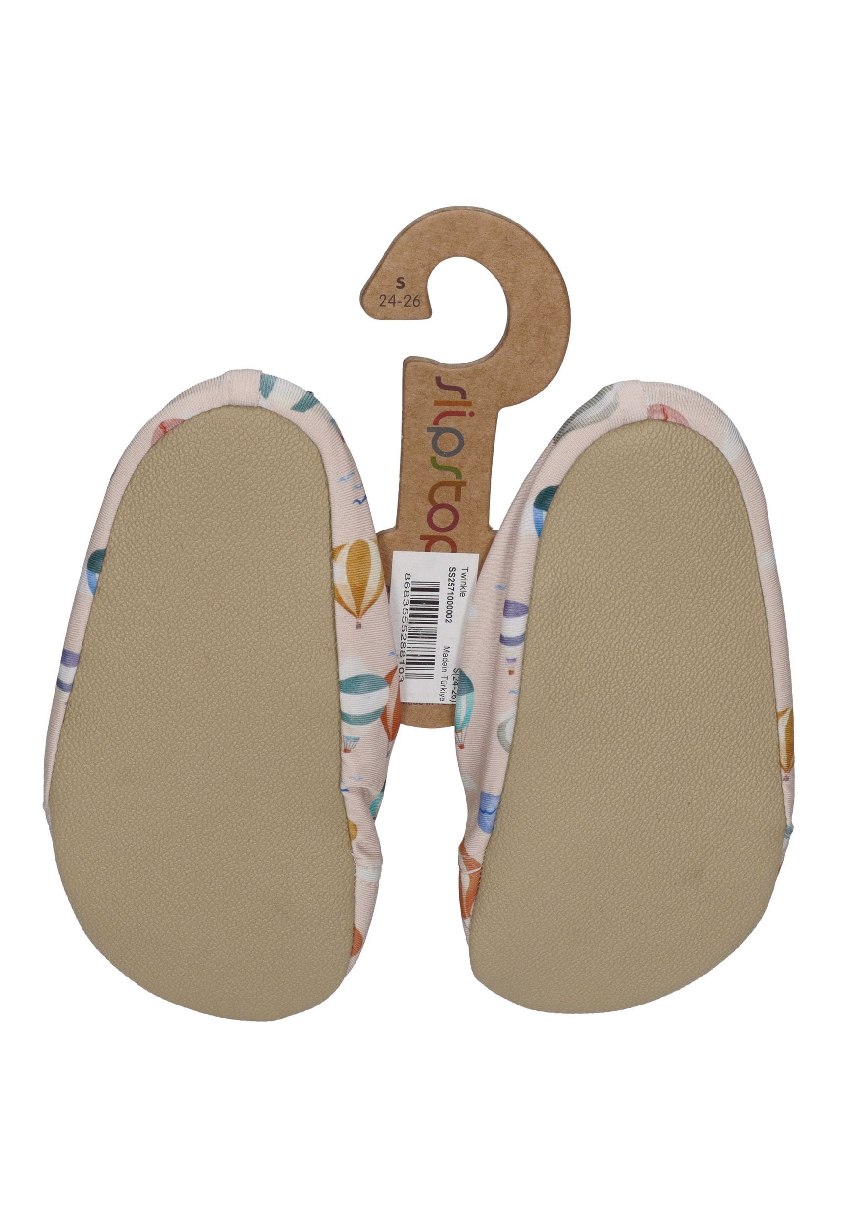 SLIPSTOP Kinder Hausschuhe Badeschuhe TWINKLE Heißluftballons beige