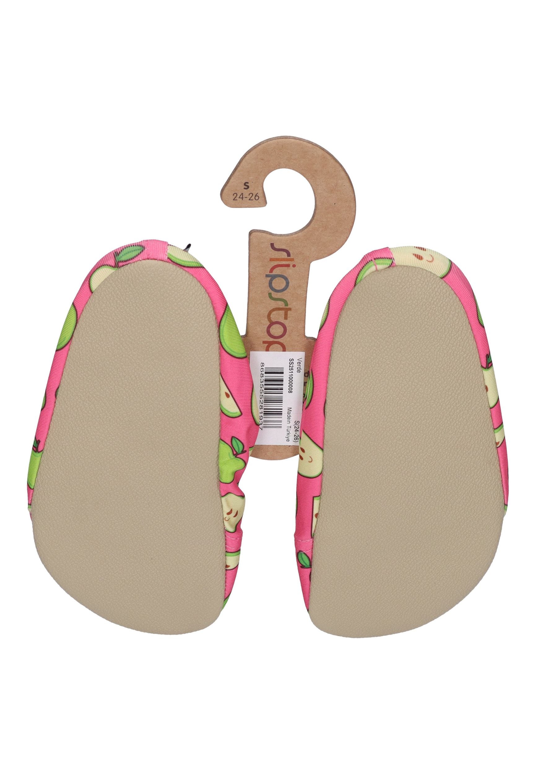 SLIPSTOP Kinder Hausschuhe Badeschuhe VERDE Äpfel pink