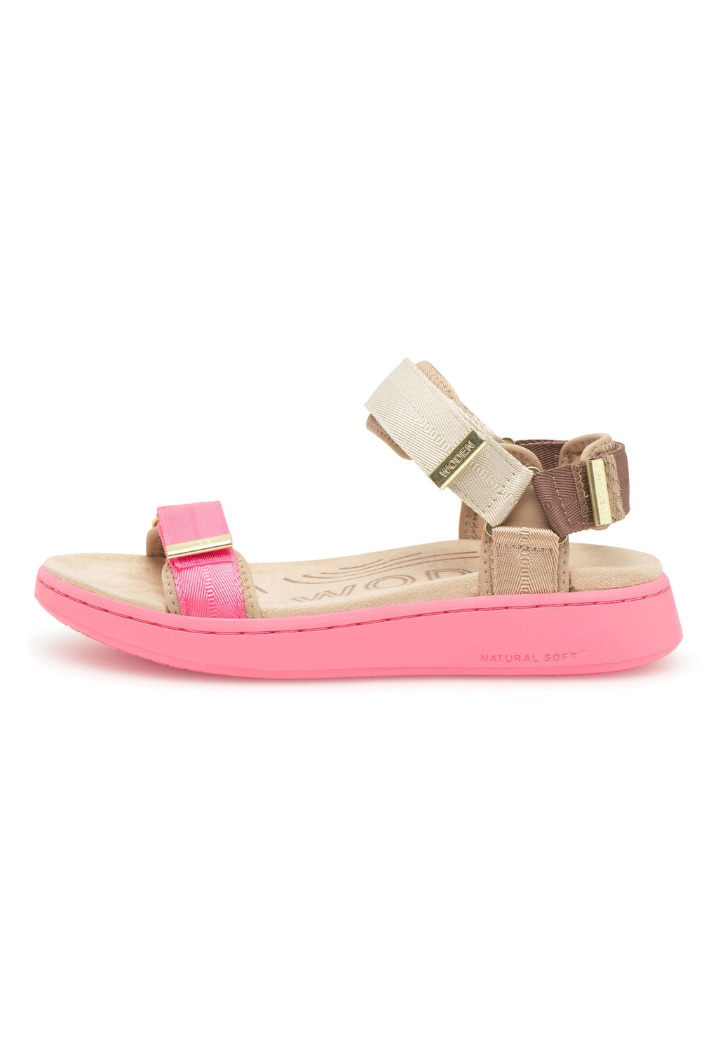 WODEN Damen Sandalen - LINE Tricolor WL689 - raspberry multi | Bester Preis, bester Style – shoedeal