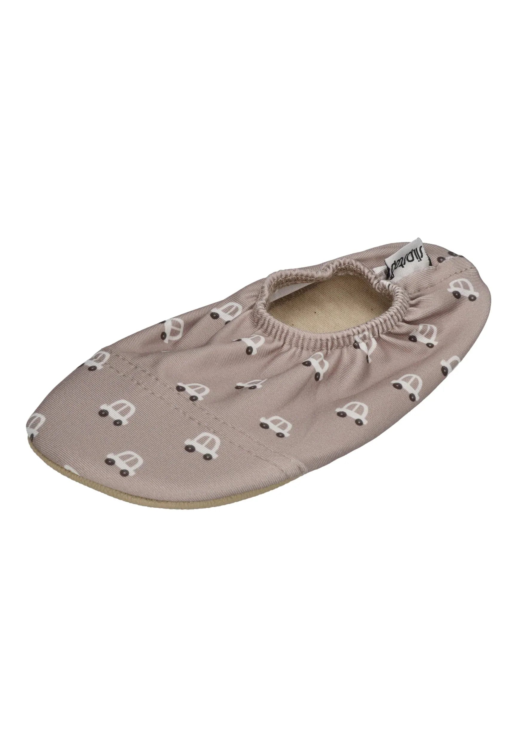 SLIPSTOP Kinder Hausschuhe Badeschuhe Aiko Autos hellbraun