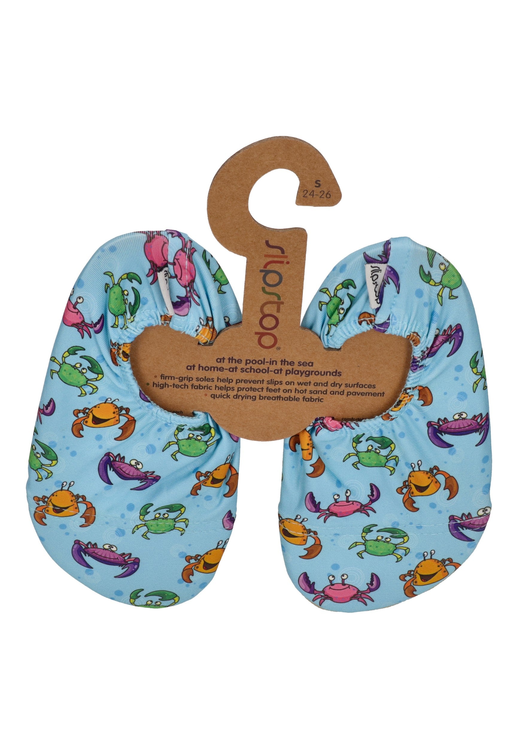 SLIPSTOP Kinder Hausschuhe Badeschuhe BUBBA Krabben Blau
