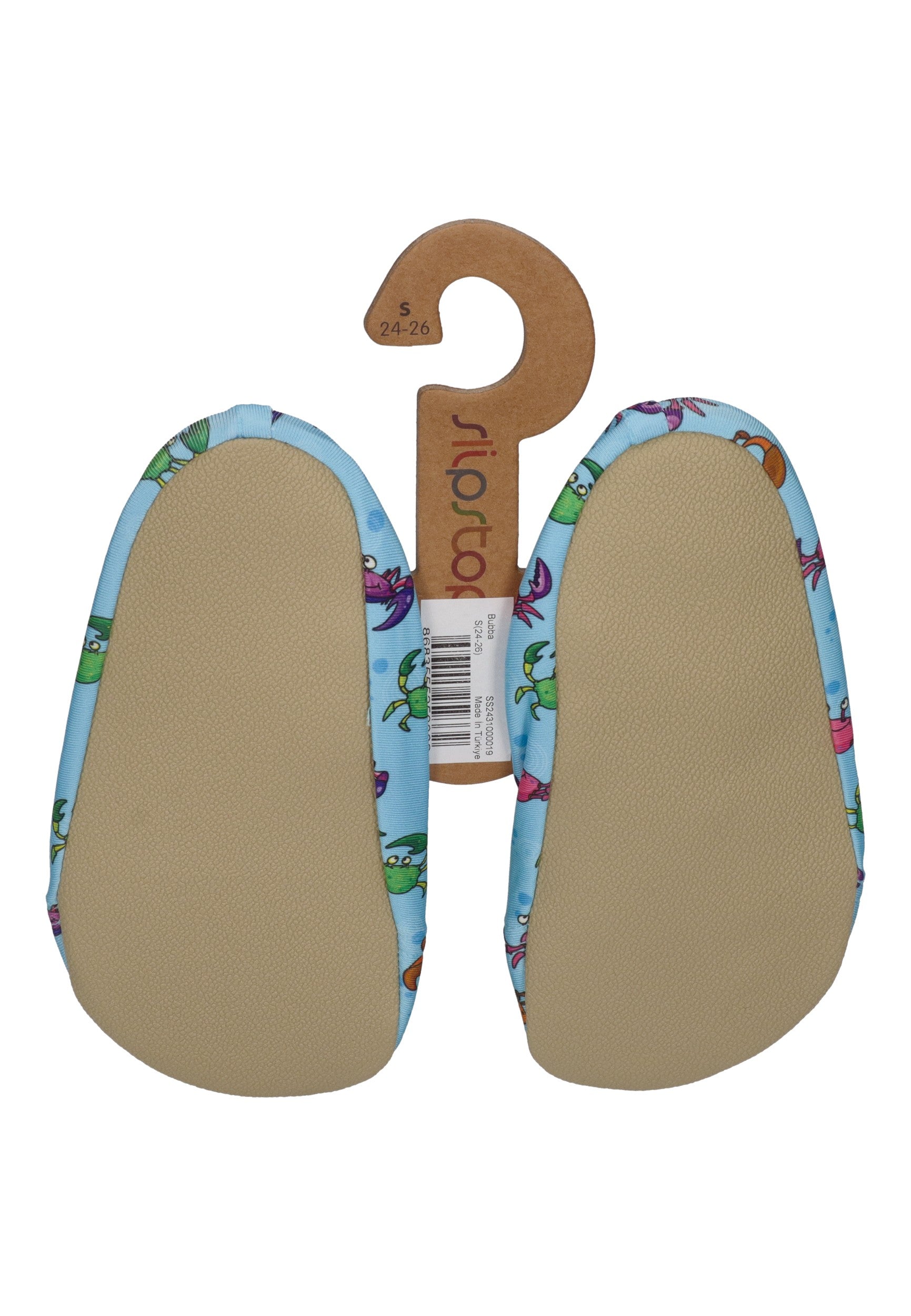 SLIPSTOP Kinder Hausschuhe Badeschuhe BUBBA Krabben Blau