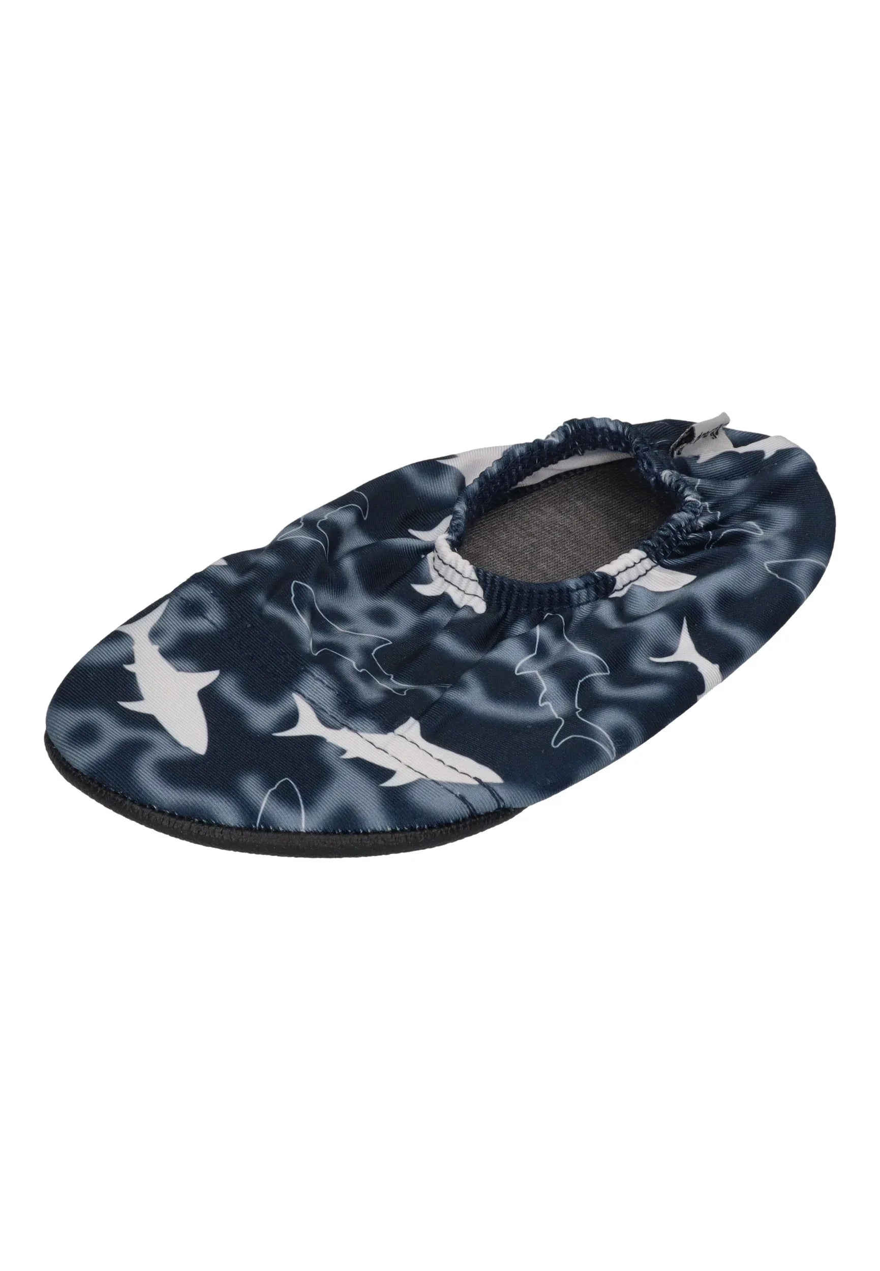 SLIPSTOP Kinder Hausschuhe Badeschuhe Big White Haie schwarz weiß