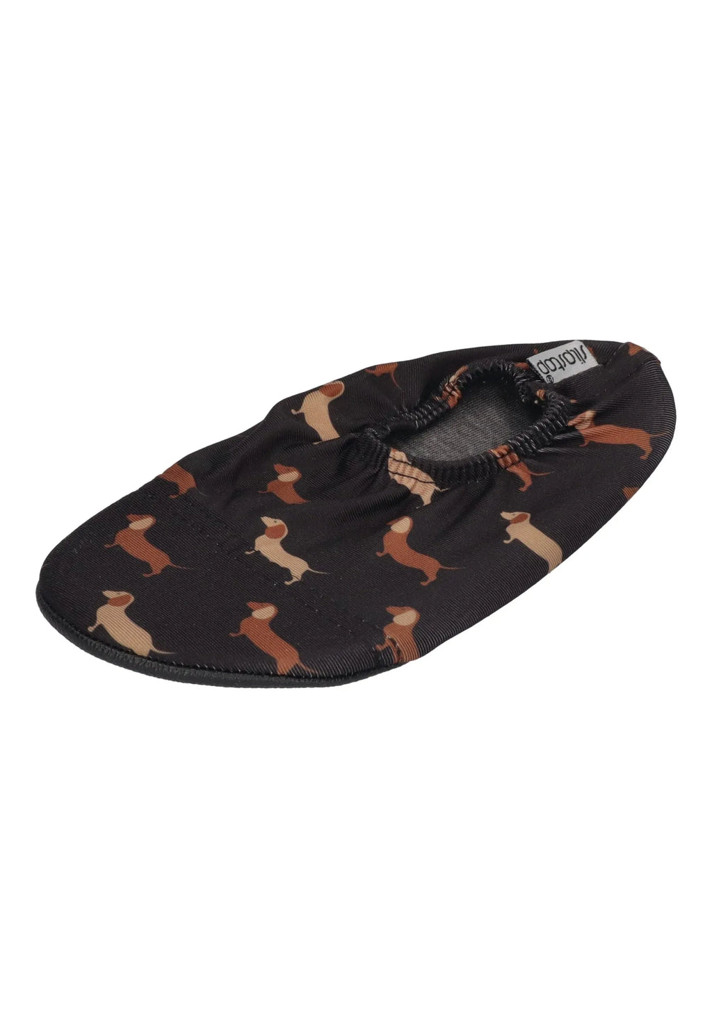 SLIPSTOP Kinder Hausschuhe Badeschuhe Black Teckles Dackel schwarz