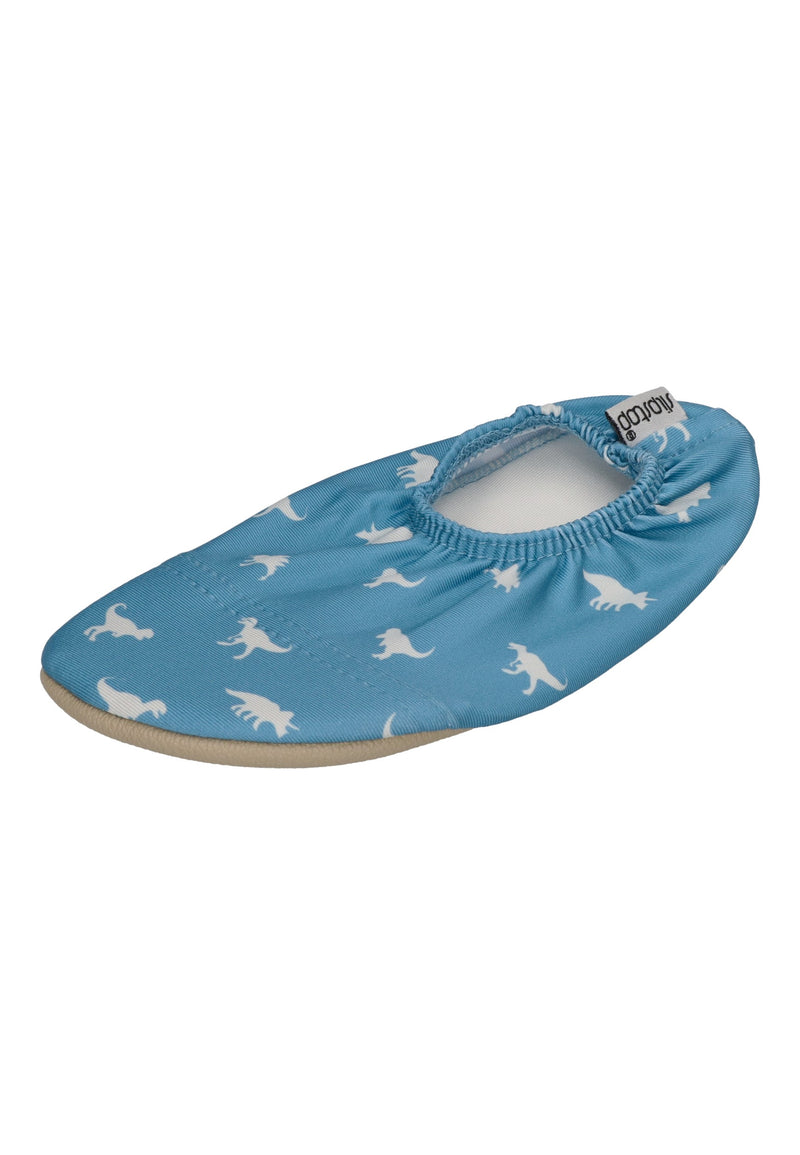 SLIPSTOP Kinder Hausschuhe Badeschuhe DINO PETROL Dinosaurier blau