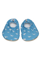 SLIPSTOP Kinder Hausschuhe Badeschuhe DINO PETROL Dinosaurier blau