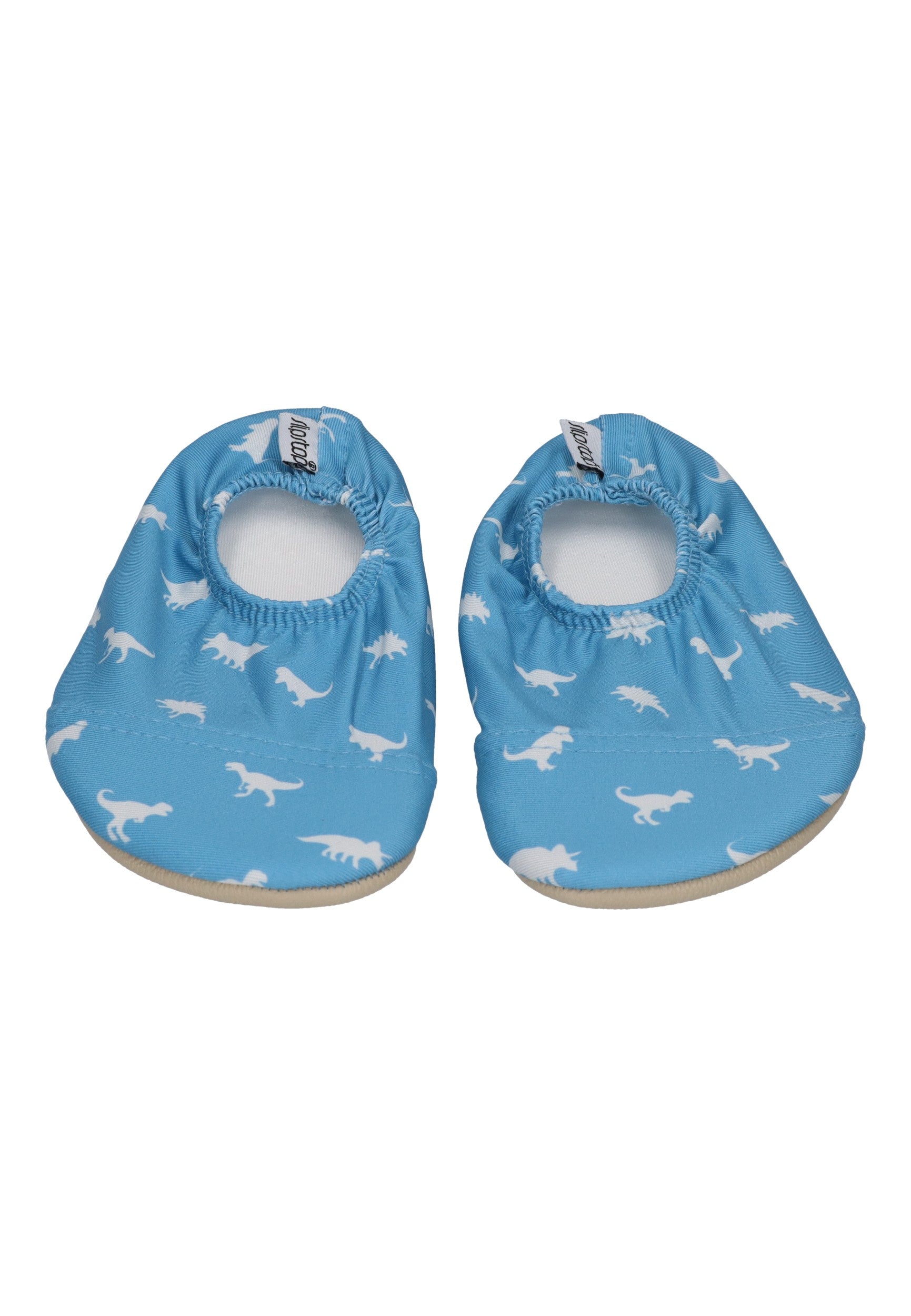 SLIPSTOP Kinder Hausschuhe Badeschuhe DINO PETROL Dinosaurier blau