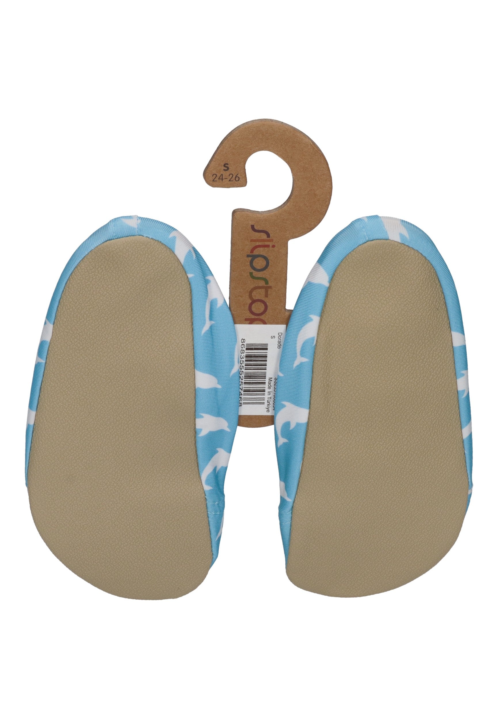 SLIPSTOP Kinder Hausschuhe Badeschuhe DORADO Delfine Hellblau