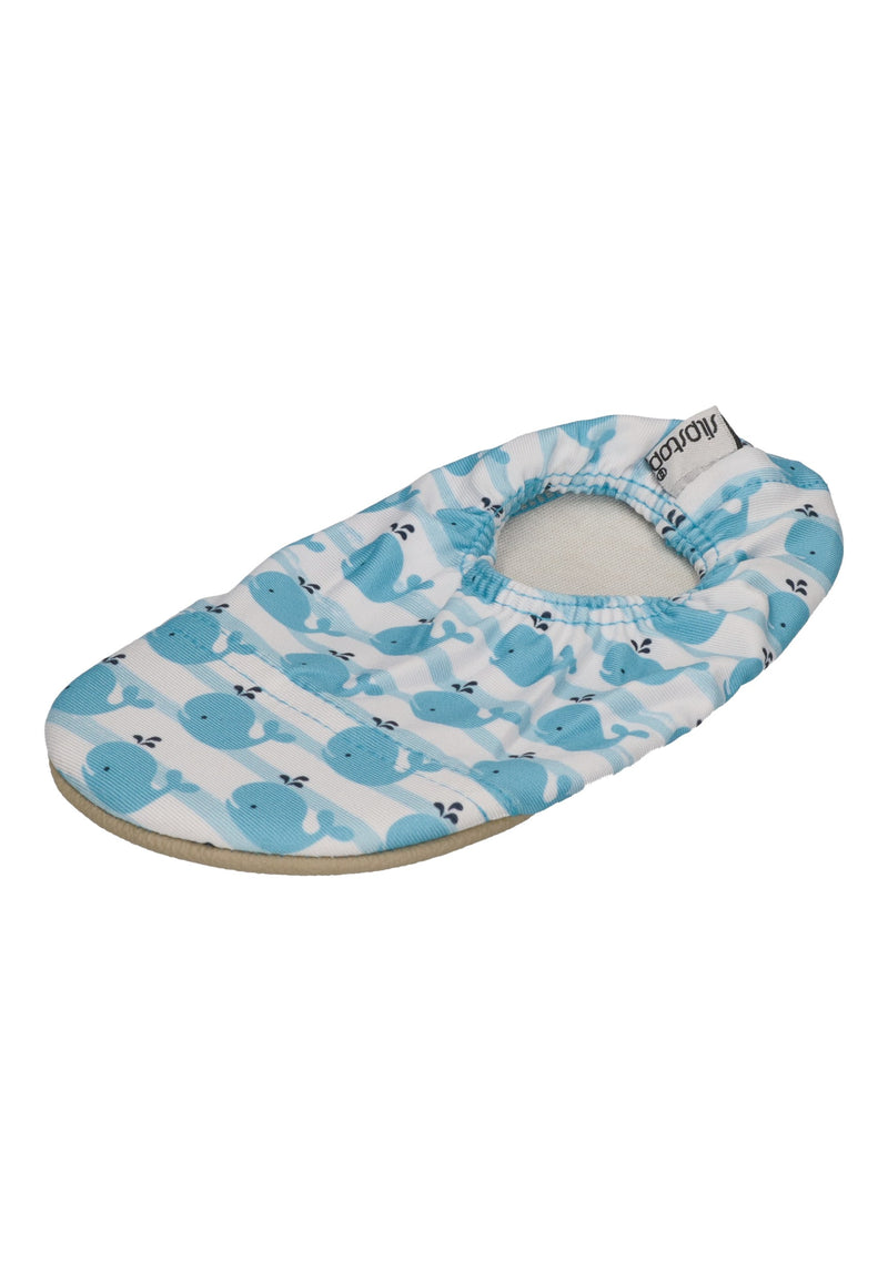 SLIPSTOP Kinder Hausschuhe Badeschuhe DORIS Wal white blue