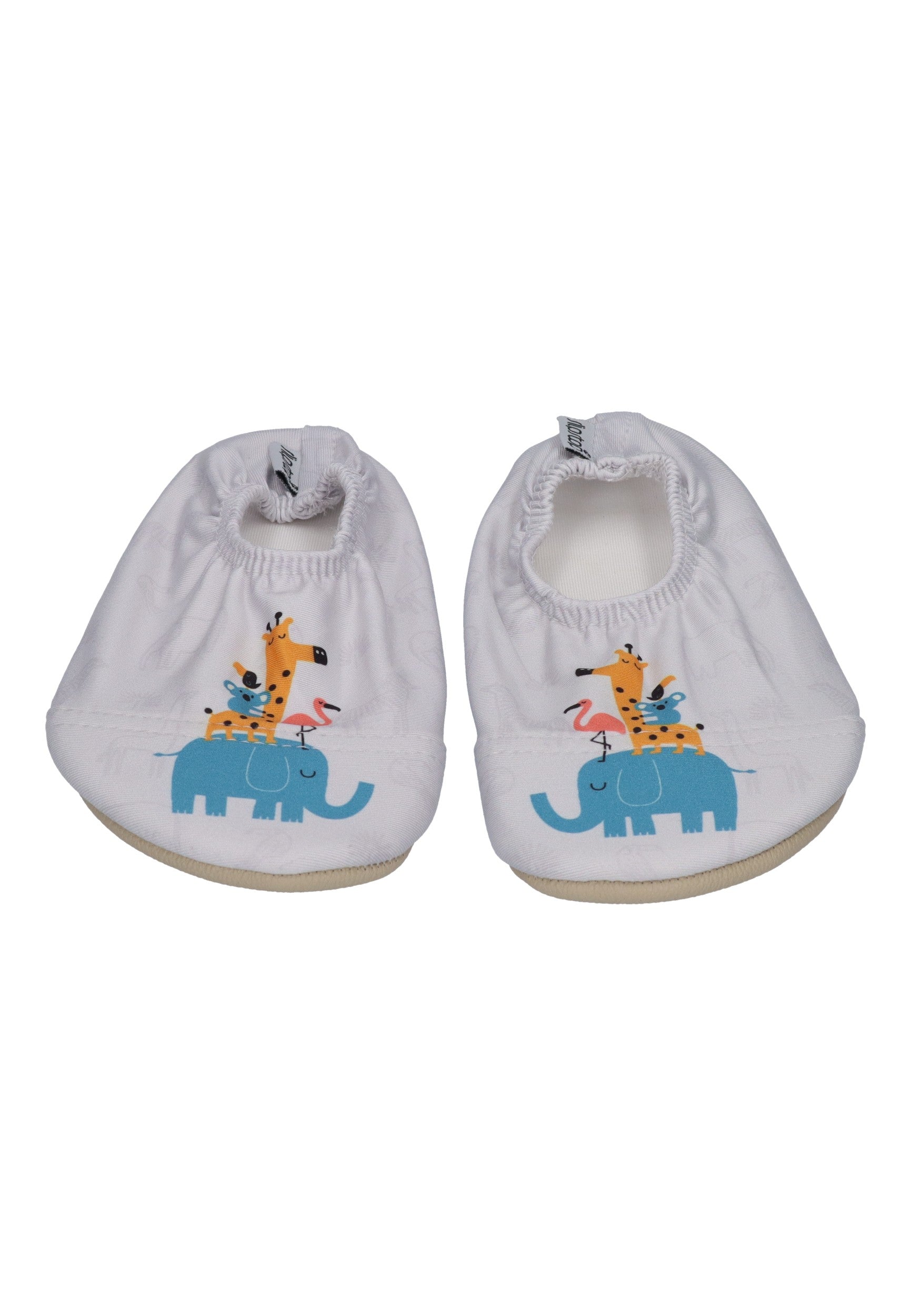 SLIPSTOP Kinder Hausschuhe Badeschuhe HOPPITY Tiere weiß
